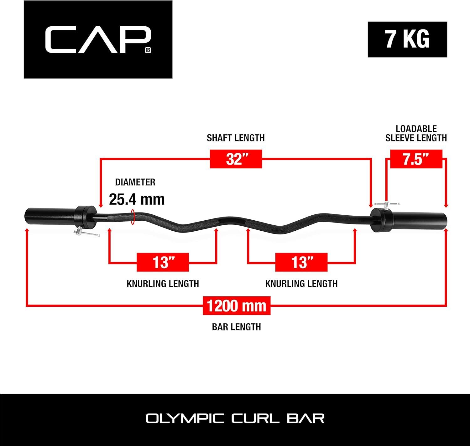 image:imageCAP Barbell 47Inch Olympic EZ Curl Bar for 2Inch Weight Plates Multiple OptionsBlack