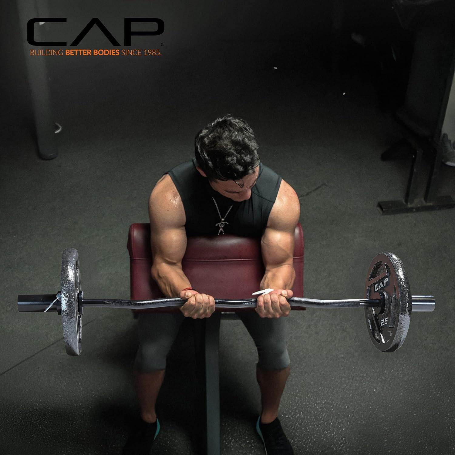 image:imageCAP Barbell 47Inch Olympic EZ Curl Bar for 2Inch Weight Plates Multiple OptionsBlack