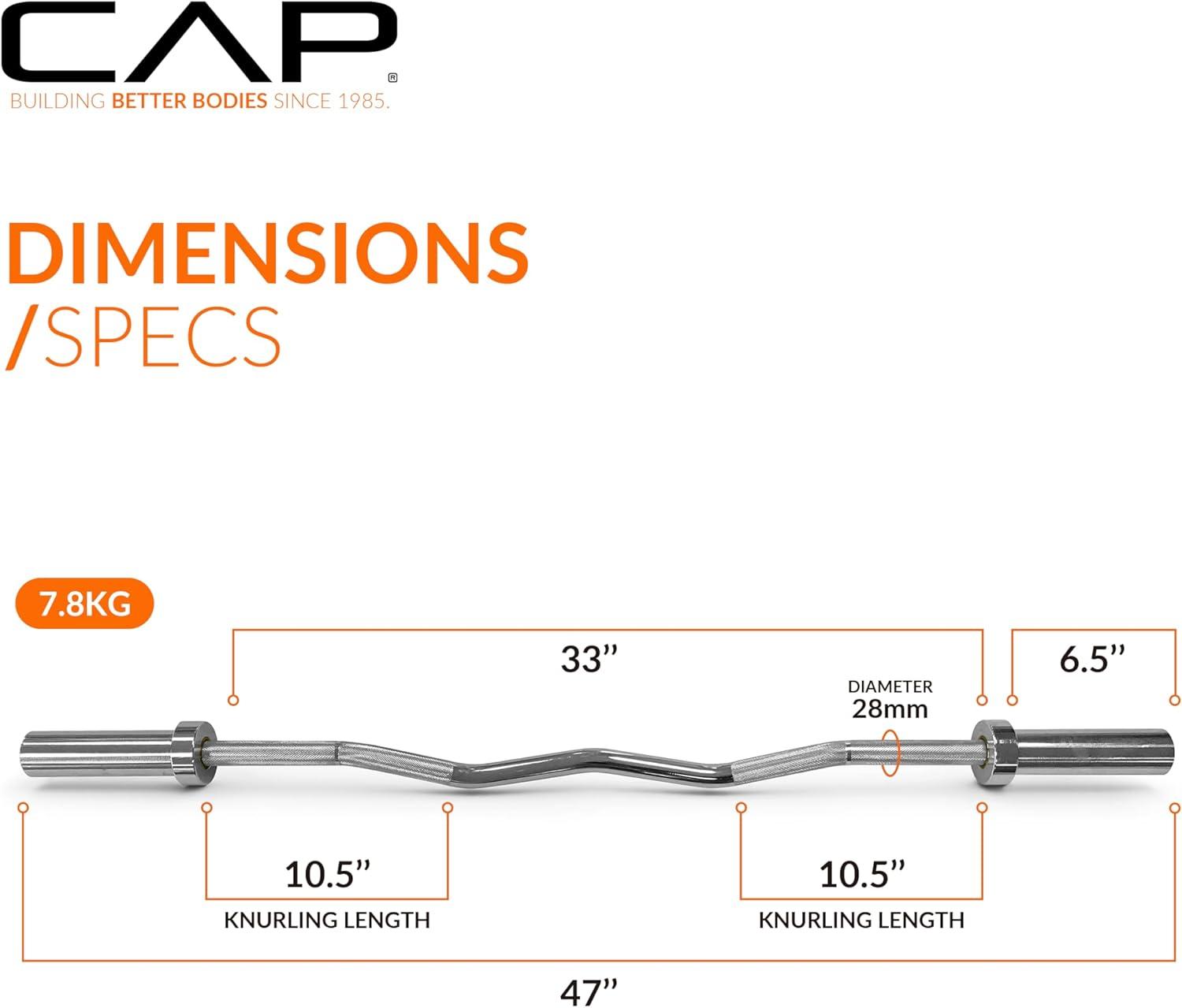 image:imageCAP Barbell 47Inch Olympic EZ Curl Bar for 2Inch Weight Plates Multiple OptionsChrome