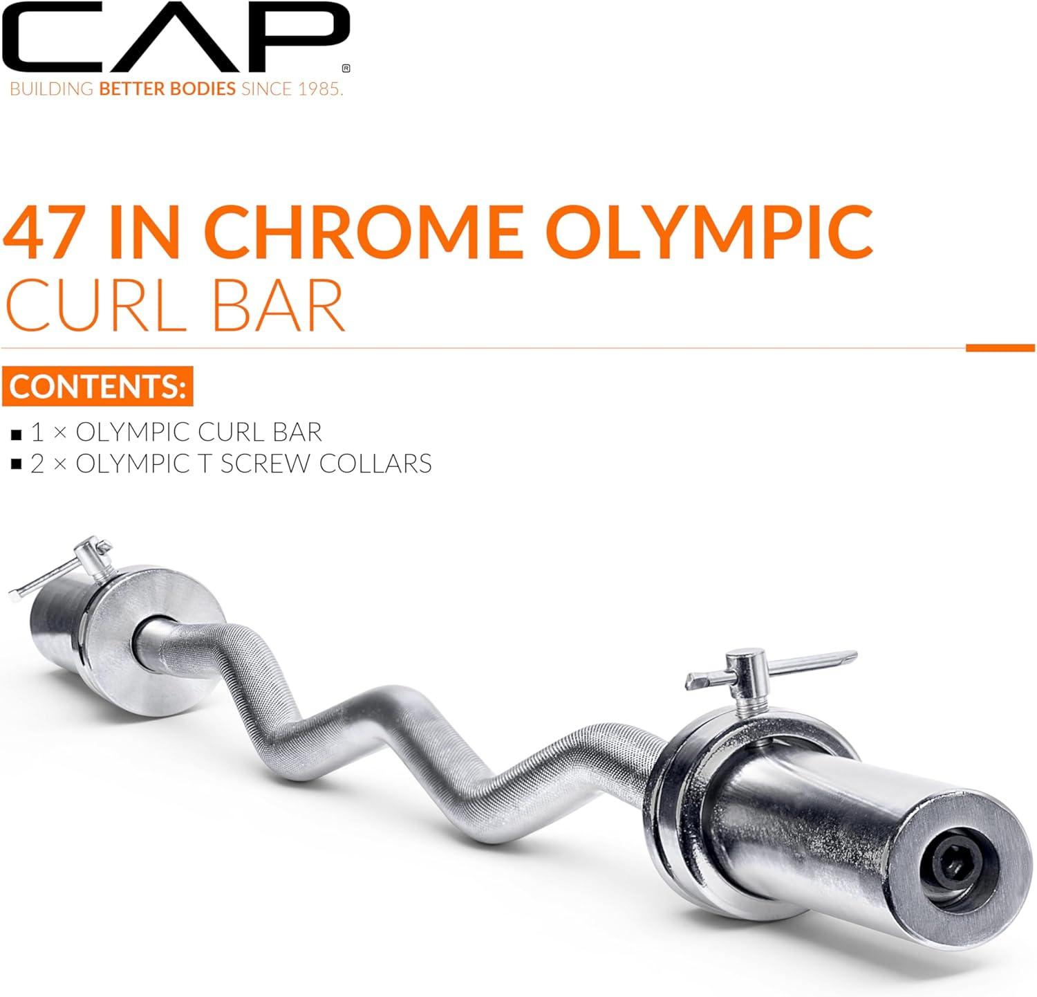 image:imageCAP Barbell 47Inch Olympic EZ Curl Bar for 2Inch Weight Plates Multiple OptionsChrome