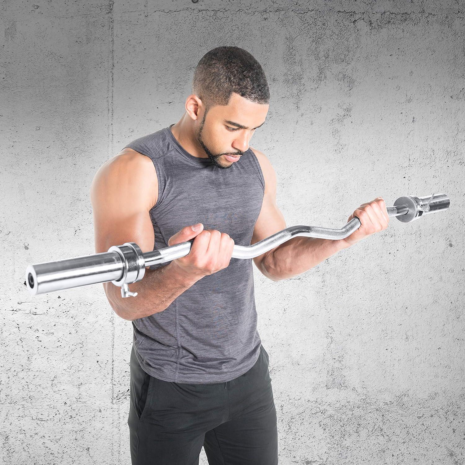 image:imageCAP Barbell 47Inch Olympic EZ Curl Bar for 2Inch Weight Plates Multiple OptionsChrome