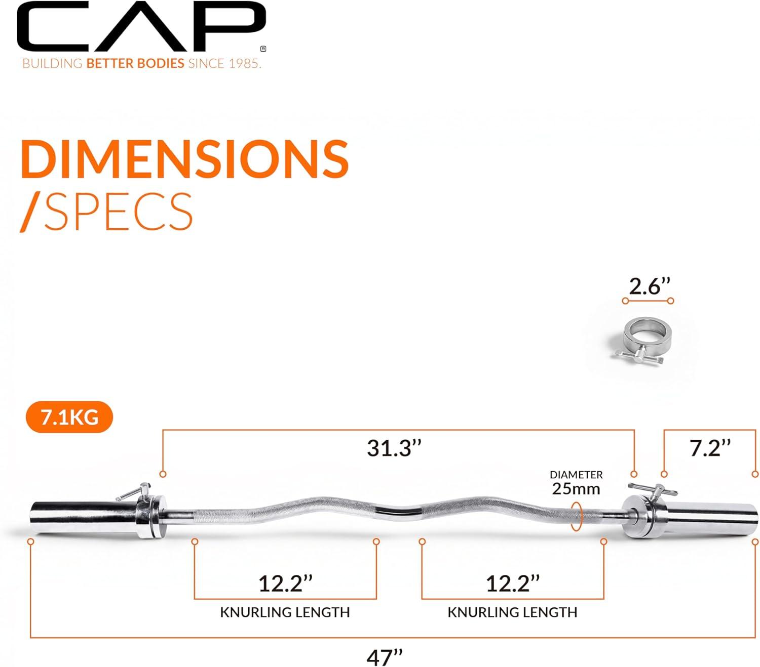 image:imageCAP Barbell 47Inch Olympic EZ Curl Bar for 2Inch Weight Plates Multiple OptionsChrome