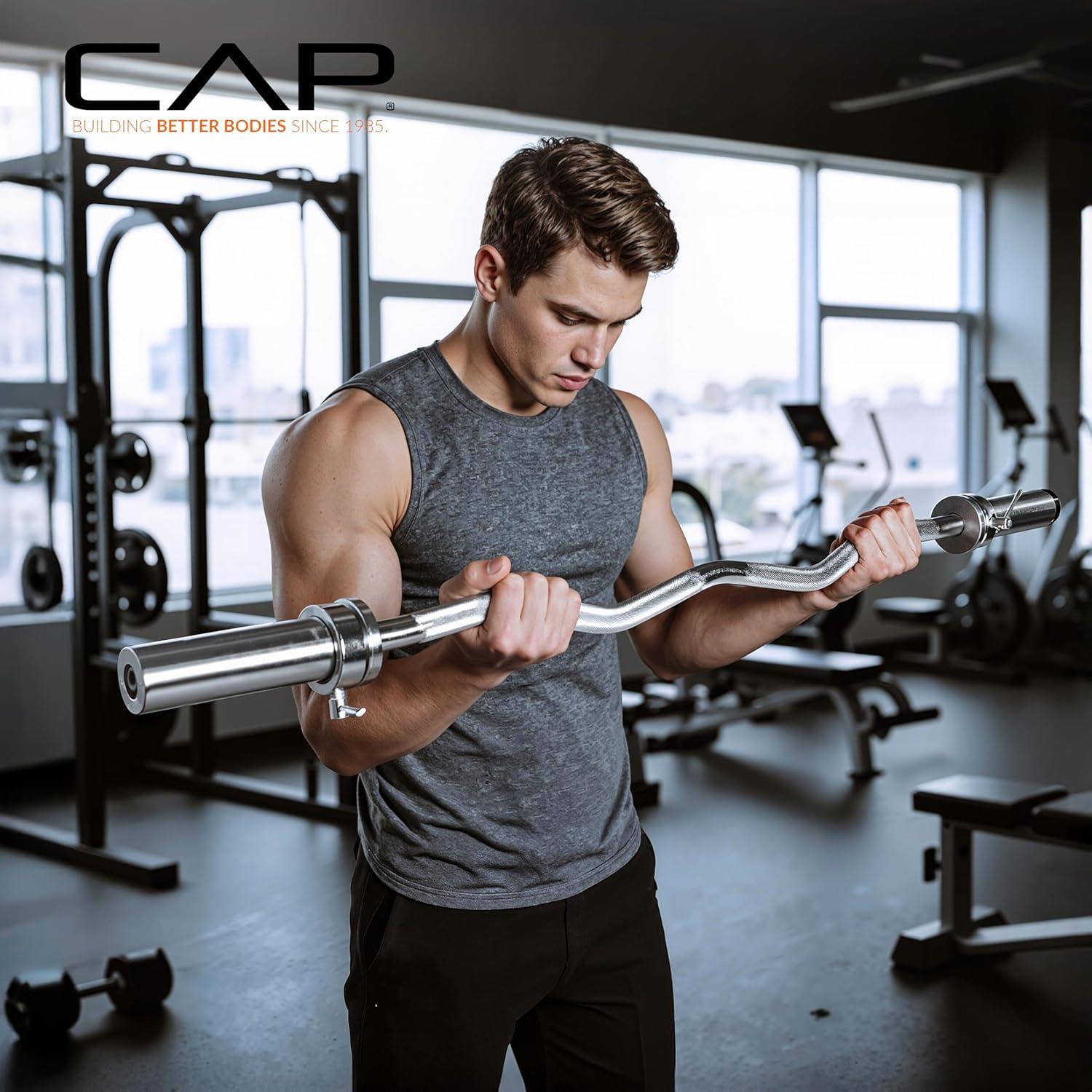 image:imageCAP Barbell 47Inch Olympic EZ Curl Bar for 2Inch Weight Plates Multiple OptionsChrome