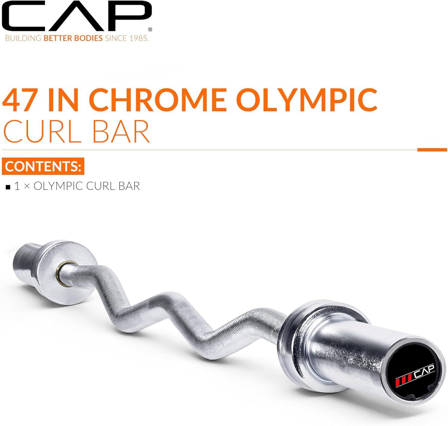 image:imageCAP Barbell 47Inch Olympic EZ Curl Bar for 2Inch Weight Plates Multiple OptionsChrome