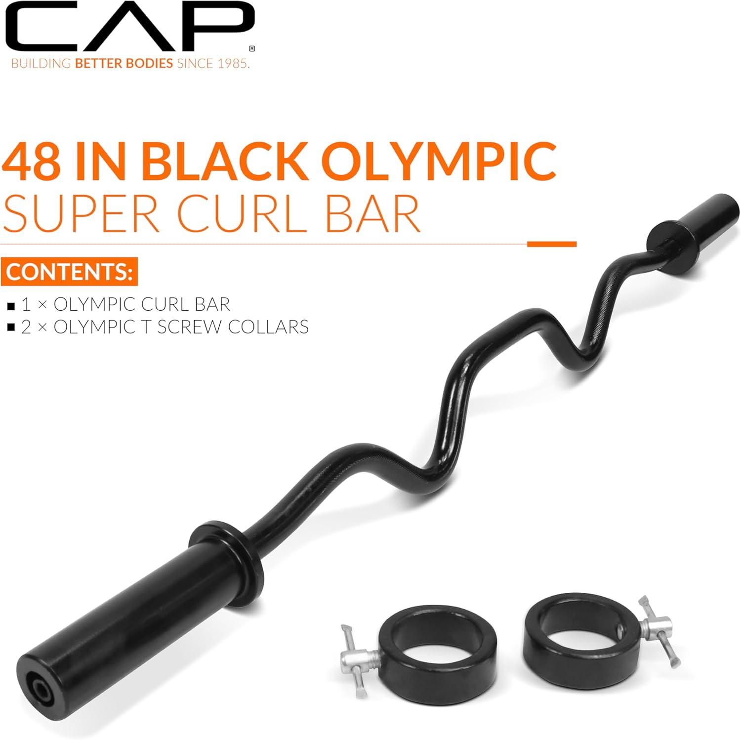 image:imageCAP Barbell 48Inch Super Curl Olympic Barbell for 2Inch Weight Plates Multiple OptionsBlack