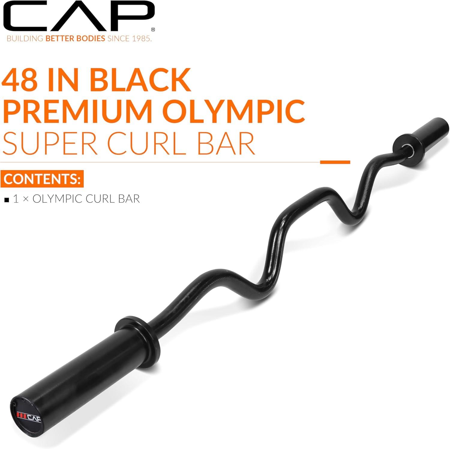 image:imageCAP Barbell 48Inch Super Curl Olympic Barbell for 2Inch Weight Plates Multiple OptionsBlack