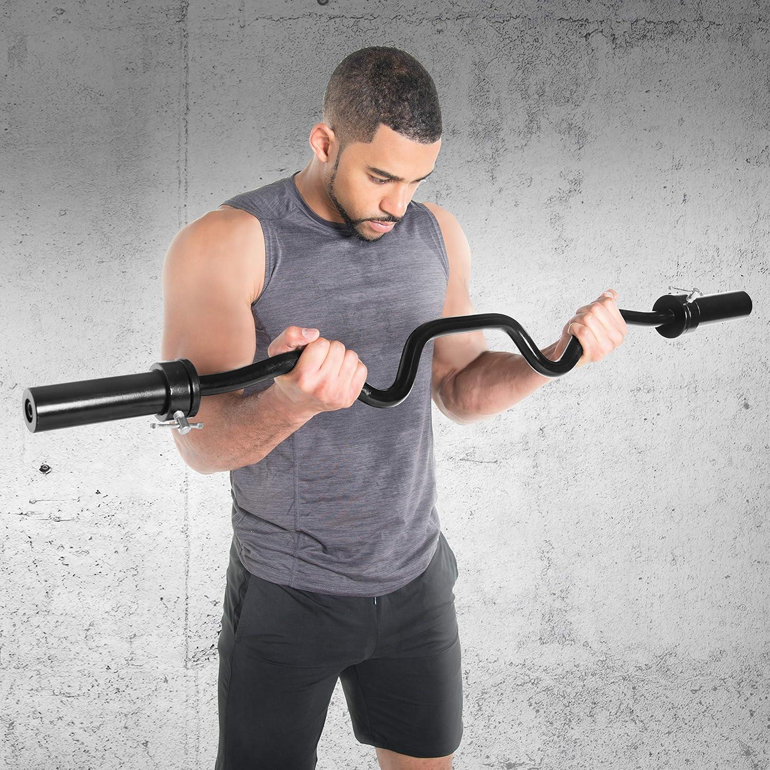 image:imageCAP Barbell 48Inch Super Curl Olympic Barbell for 2Inch Weight Plates Multiple OptionsBlack