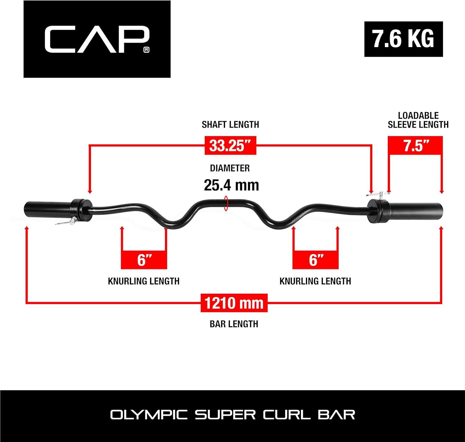 image:imageCAP Barbell 48Inch Super Curl Olympic Barbell for 2Inch Weight Plates Multiple OptionsBlack