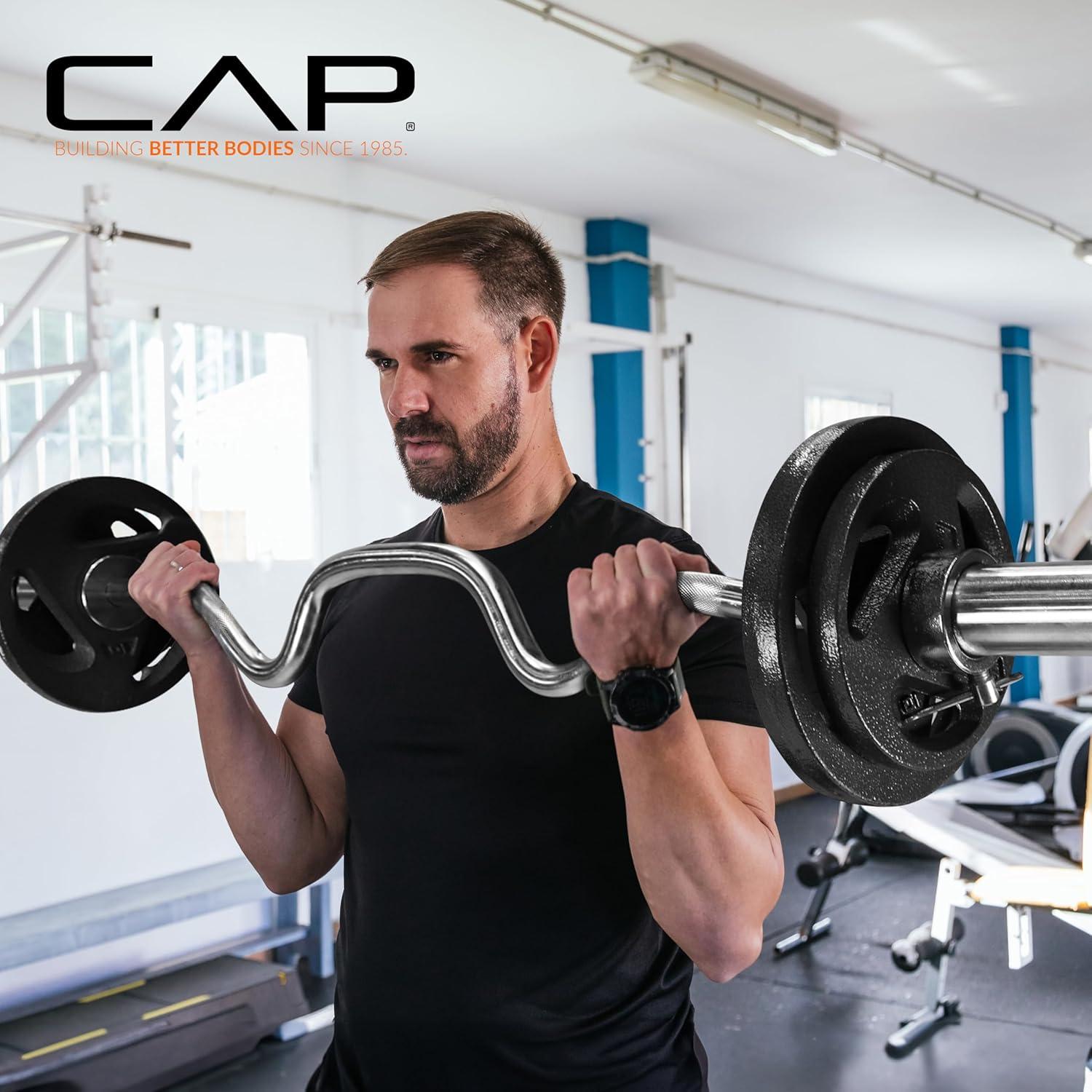 image:imageCAP Barbell 48Inch Super Curl Olympic Barbell for 2Inch Weight Plates Multiple OptionsChrome