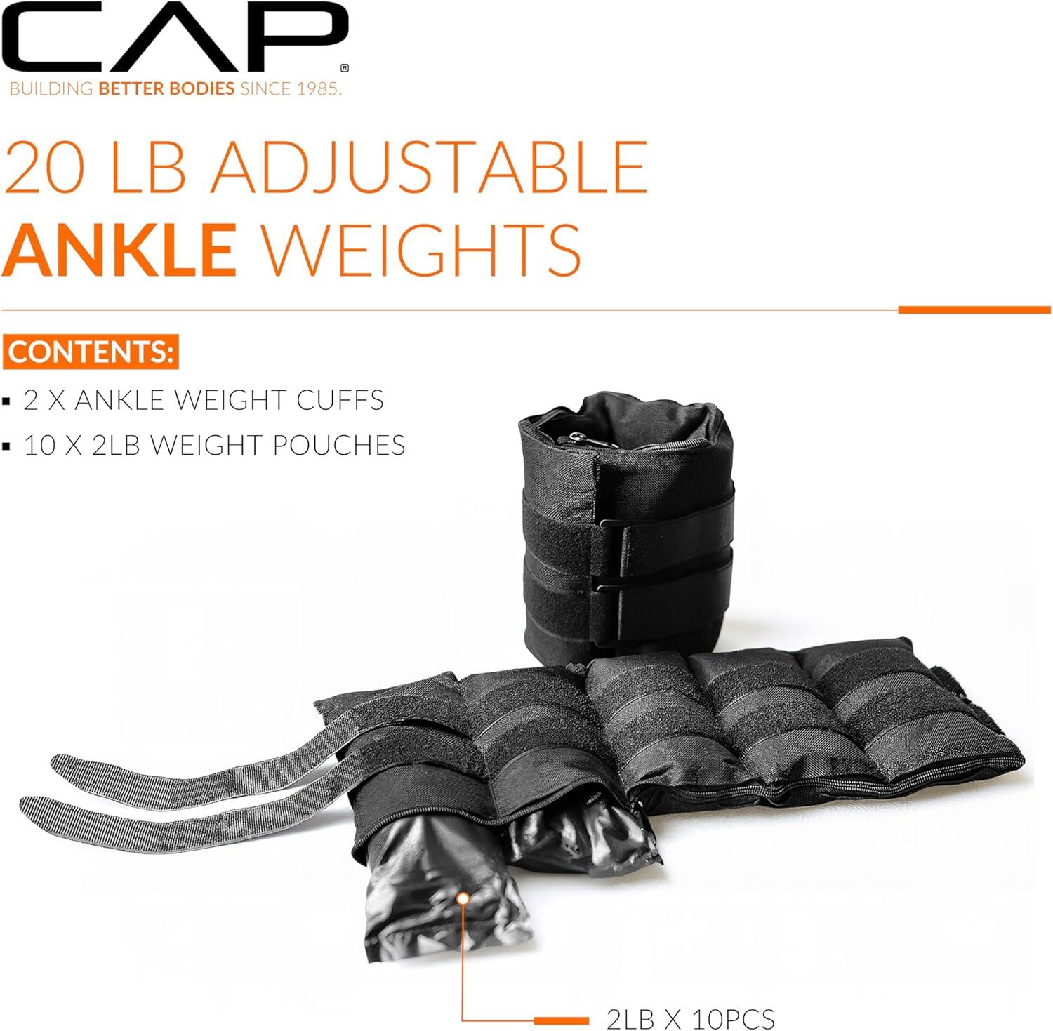 image:imageCAP Barbell Adjustable Ankle Weights 1020lb Pair Black20Pounds