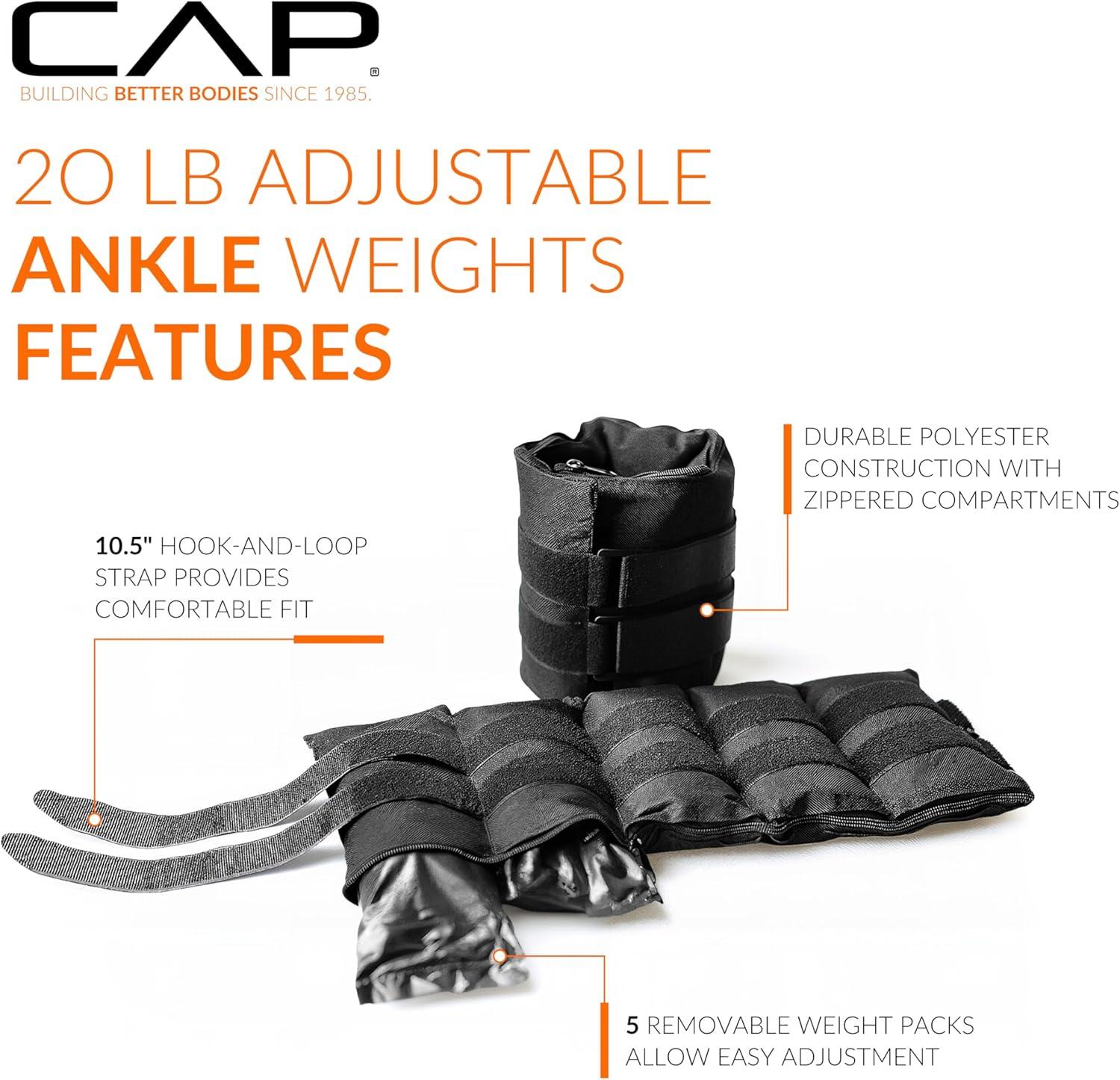 image:imageCAP Barbell Adjustable Ankle Weights 1020lb Pair Black20Pounds