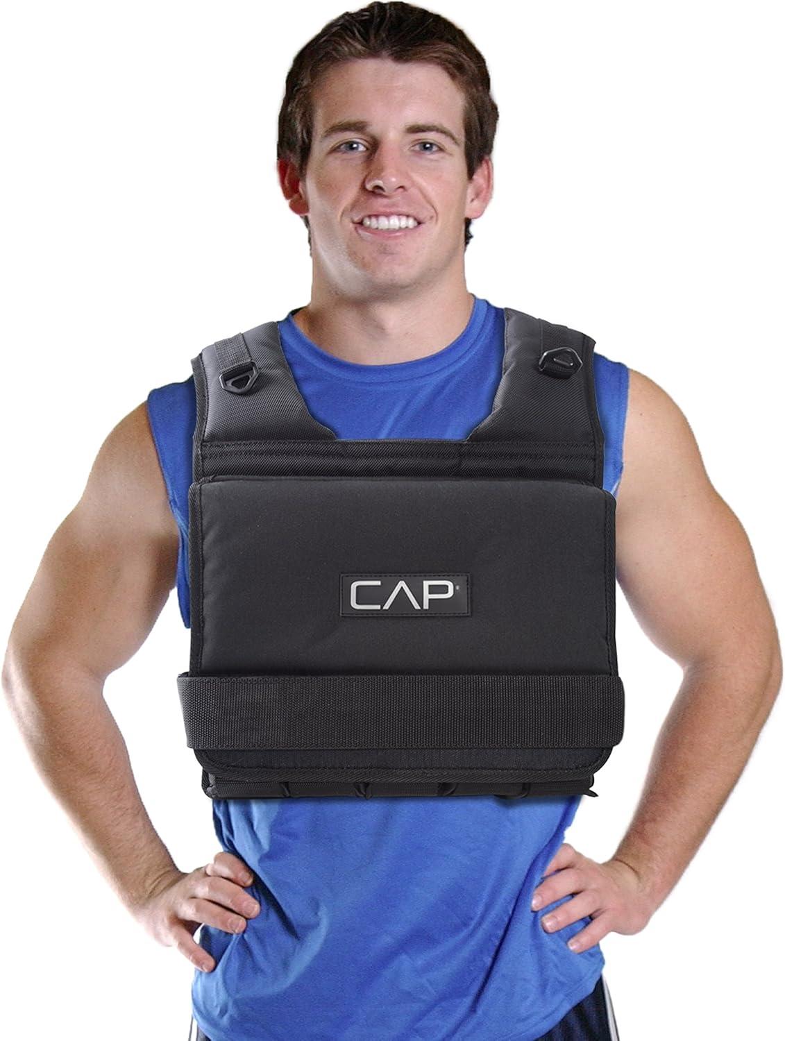 image:imageCAP Barbell Adjustable Weighted Vest 20150 lbs HeavyDuty Workout Vest with Removable Iron Weights for Strength Training Cardio Running and Calisthenics20lbsS