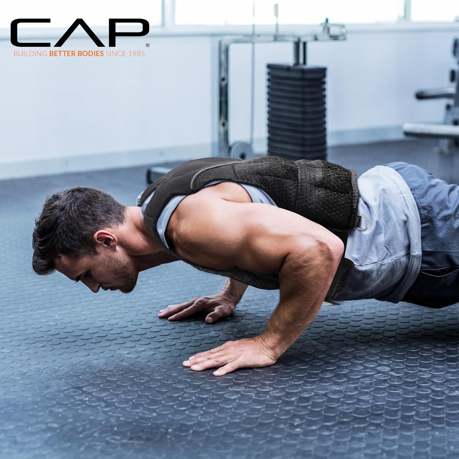 image:imageCAP Barbell Adjustable Weighted Vest 20150 lbs HeavyDuty Workout Vest with Removable Iron Weights for Strength Training Cardio Running and Calisthenics20lbsC