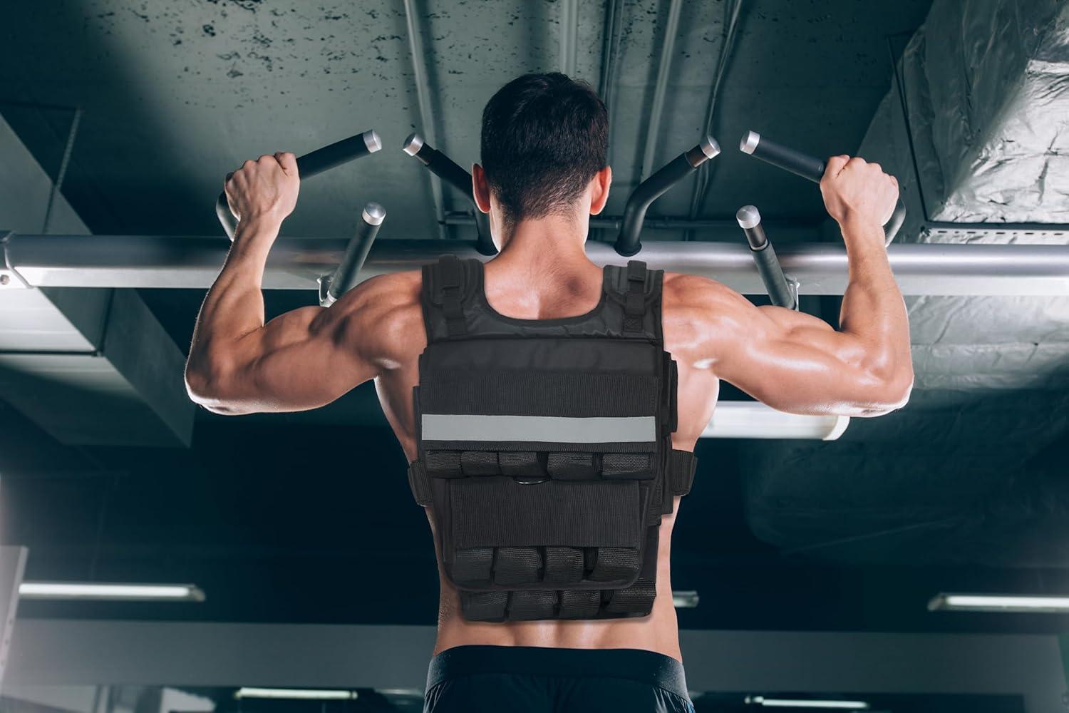 image:imageCAP Barbell Adjustable Weighted Vest 20150 lbs HeavyDuty Workout Vest with Removable Iron Weights for Strength Training Cardio Running and Calisthenics120lbs