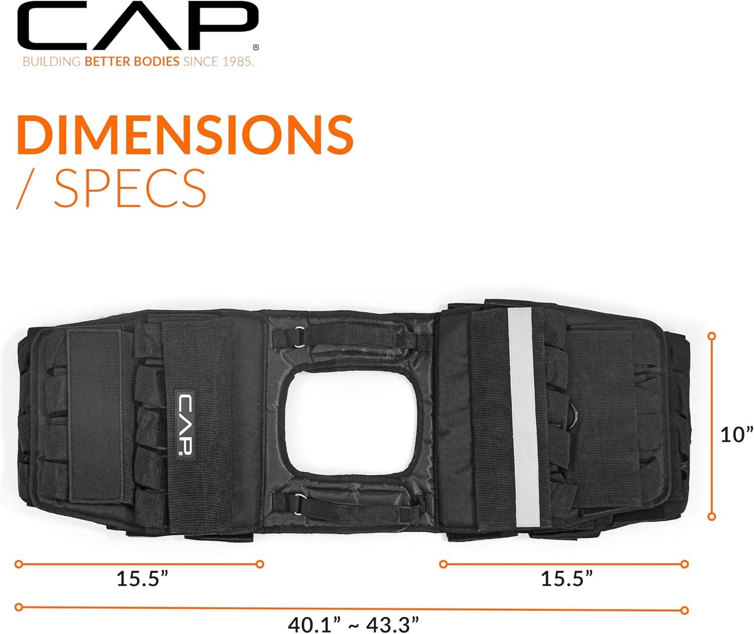 image:imageCAP Barbell Adjustable Weighted Vest 20150 lbs HeavyDuty Workout Vest with Removable Iron Weights for Strength Training Cardio Running and Calisthenics120lbs