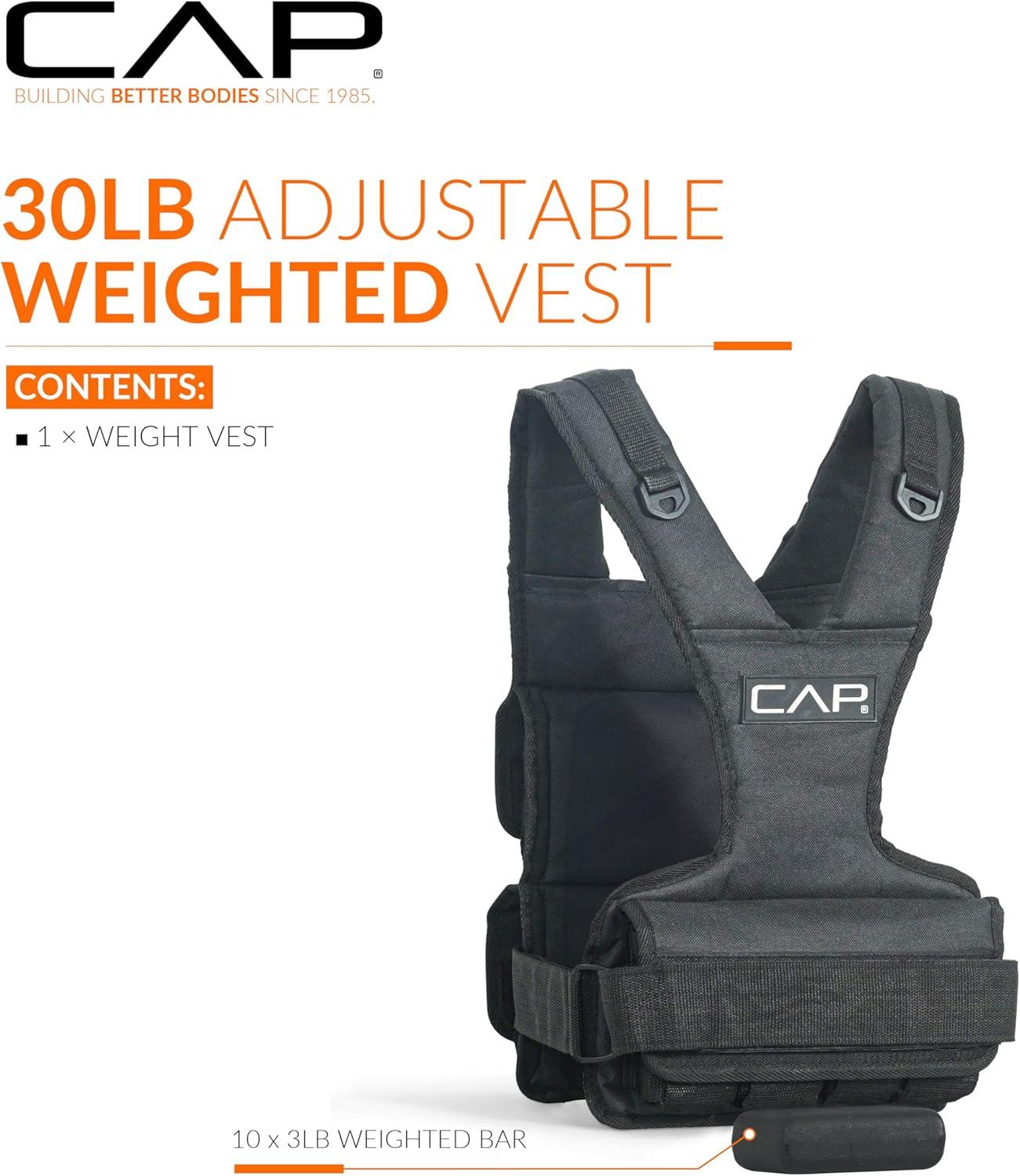 image:imageCAP Barbell Adjustable Weighted Vest 20150 lbs HeavyDuty Workout Vest with Removable Iron Weights for Strength Training Cardio Running and Calisthenics30lbsF
