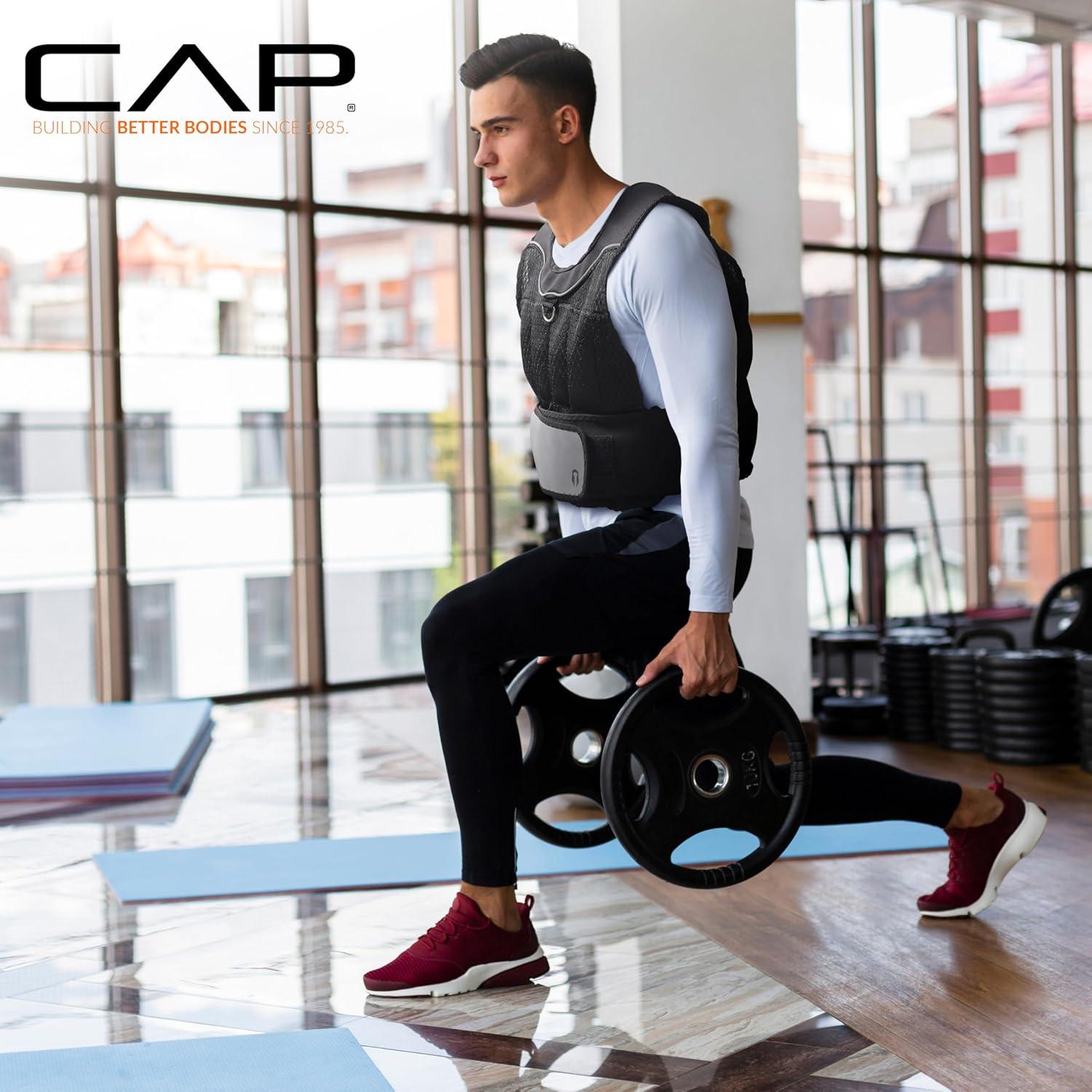 image:imageCAP Barbell Adjustable Weighted Vest 20150 lbs HeavyDuty Workout Vest with Removable Iron Weights for Strength Training Cardio Running and Calisthenics20lbsC