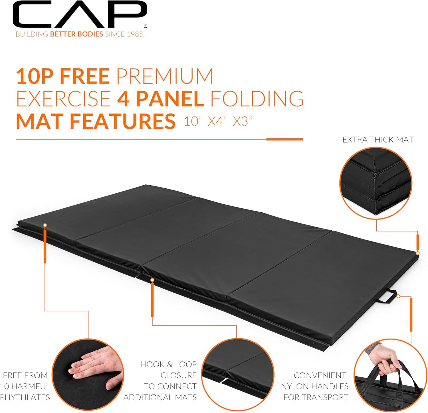 image:imageCAP Barbell All Purpose Folding Anti Tear Exercise Training Aerobic Fitness Gym amp Gymnastics Balance Mat Multiple colorsBlack