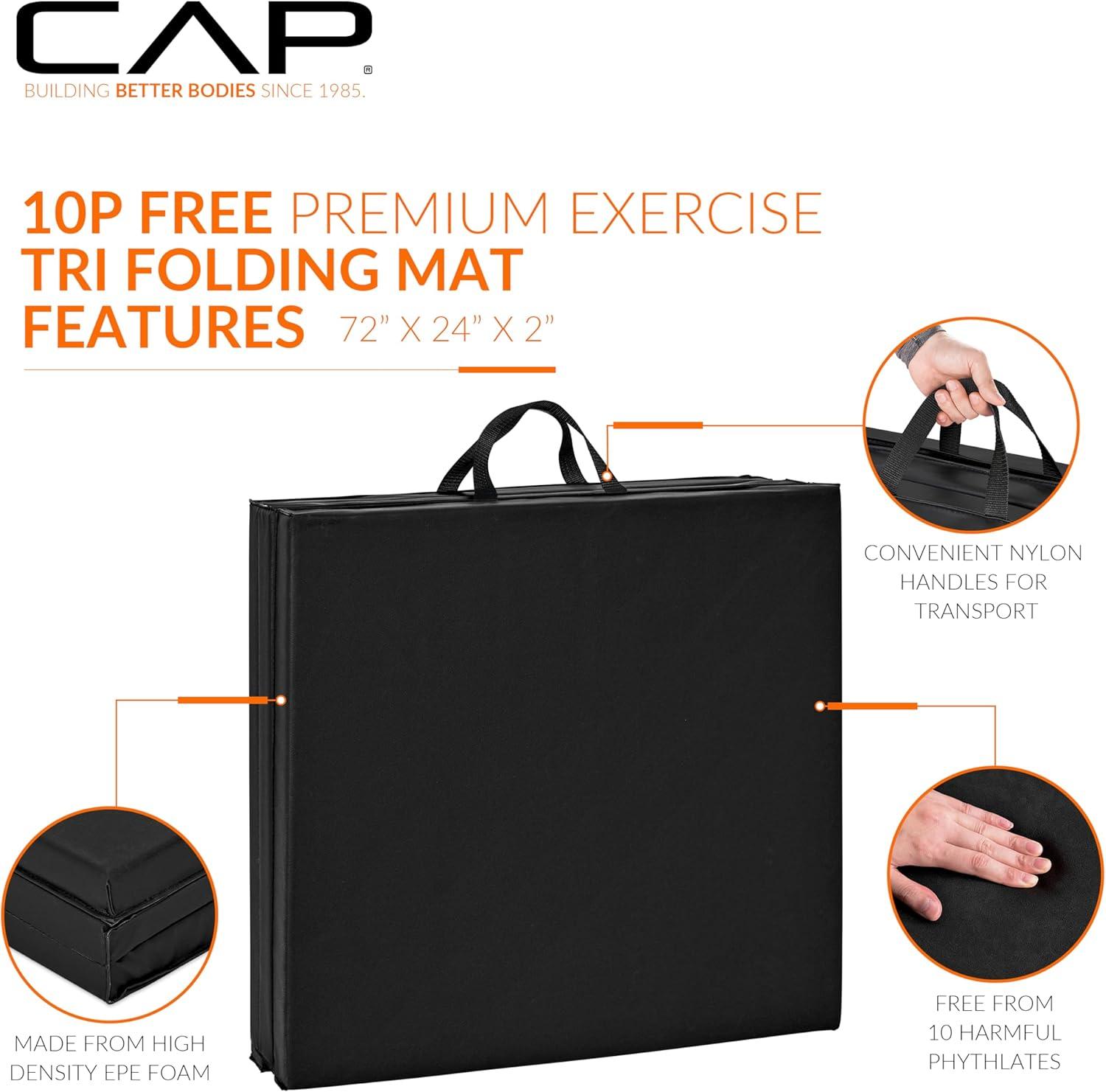 image:imageCAP Barbell All Purpose Folding Anti Tear Exercise Training Aerobic Fitness Gym amp Gymnastics Balance Mat Multiple colorsBlack