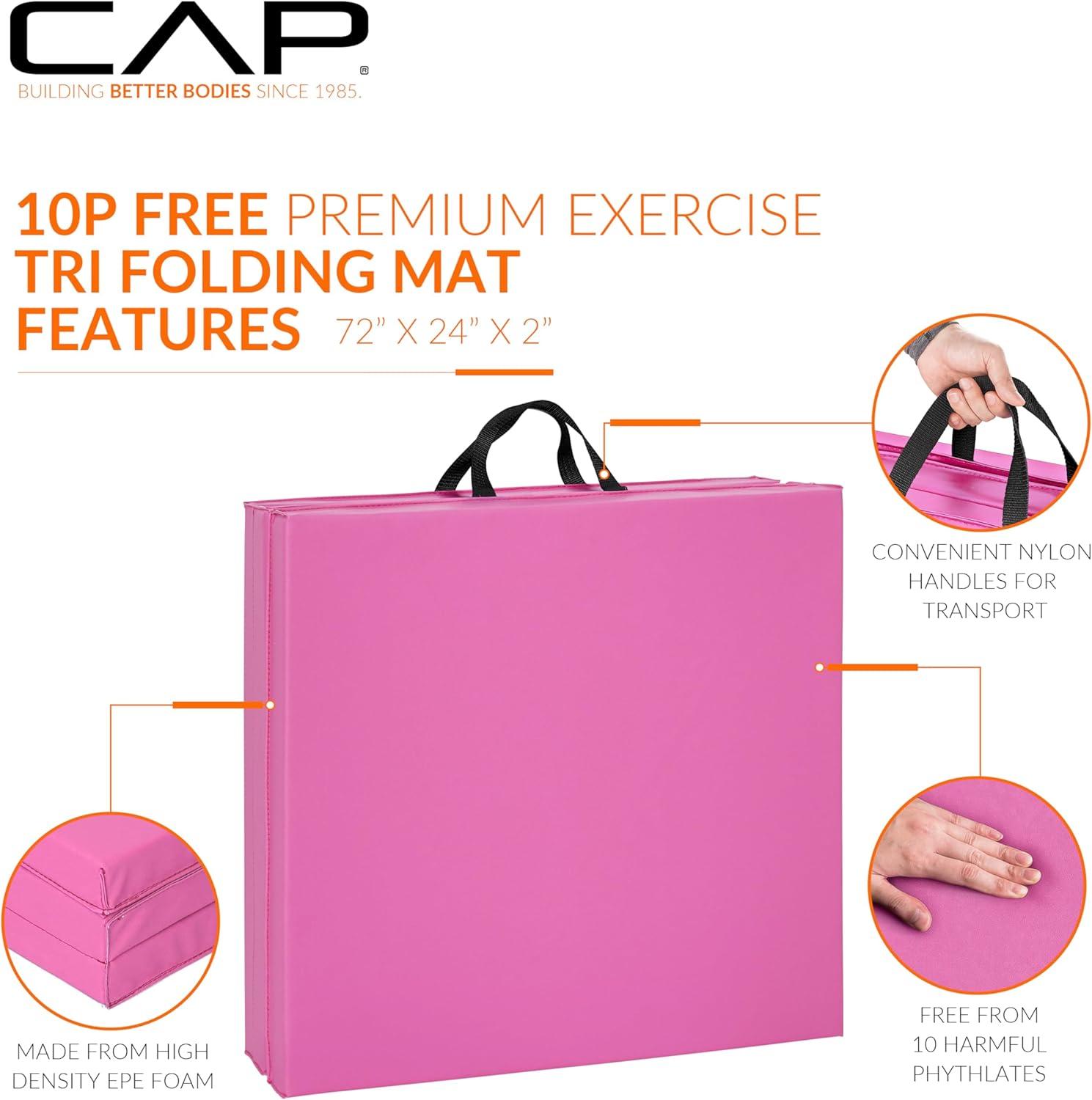 image:imageCAP Barbell All Purpose Folding Anti Tear Exercise Training Aerobic Fitness Gym amp Gymnastics Balance Mat Multiple colorsPink