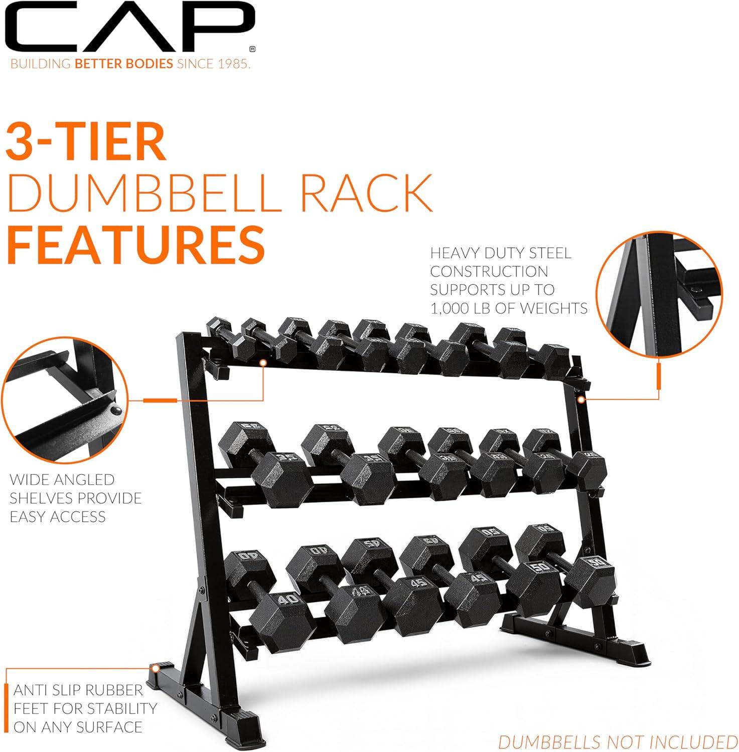 image:imageCAP Barbell Dumbbell Rack 550lb or 575lb Dumbbell Storage Multiple Options3Tier for 550LB