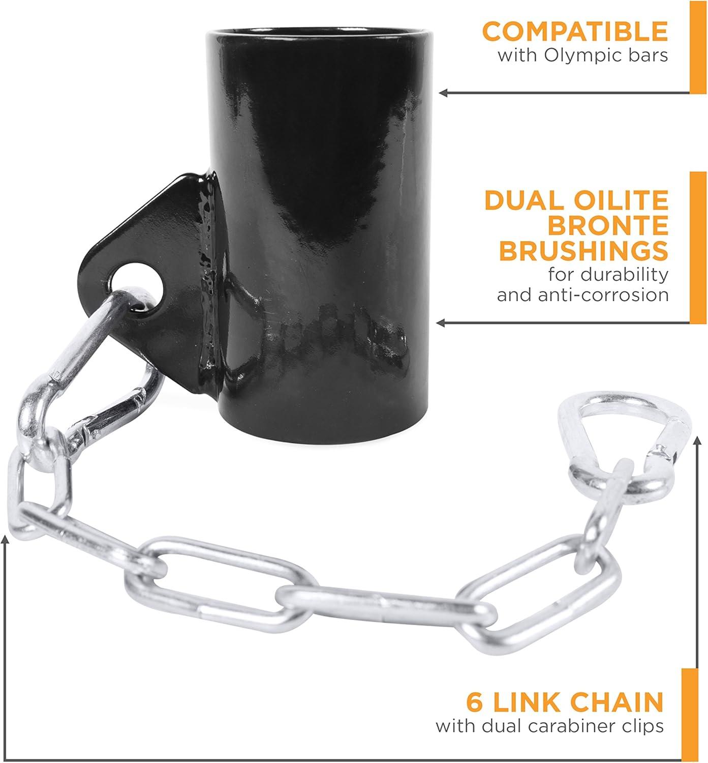 image:imageCAP Barbell Exercise Machine Attachments BlackEyelet with Chain Attachment Fits 2 Inch Bars