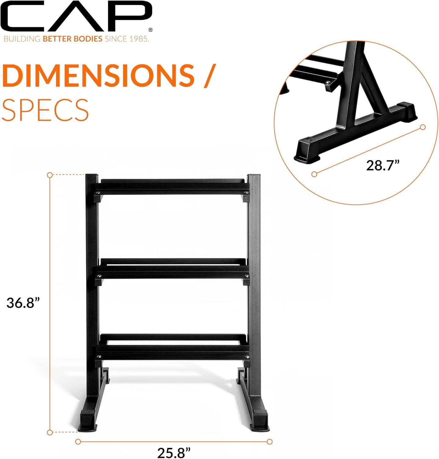 image:imageCAP Barbell HeavyDuty Dumbbell Rack Pound Dumbbell Pairs3Tier