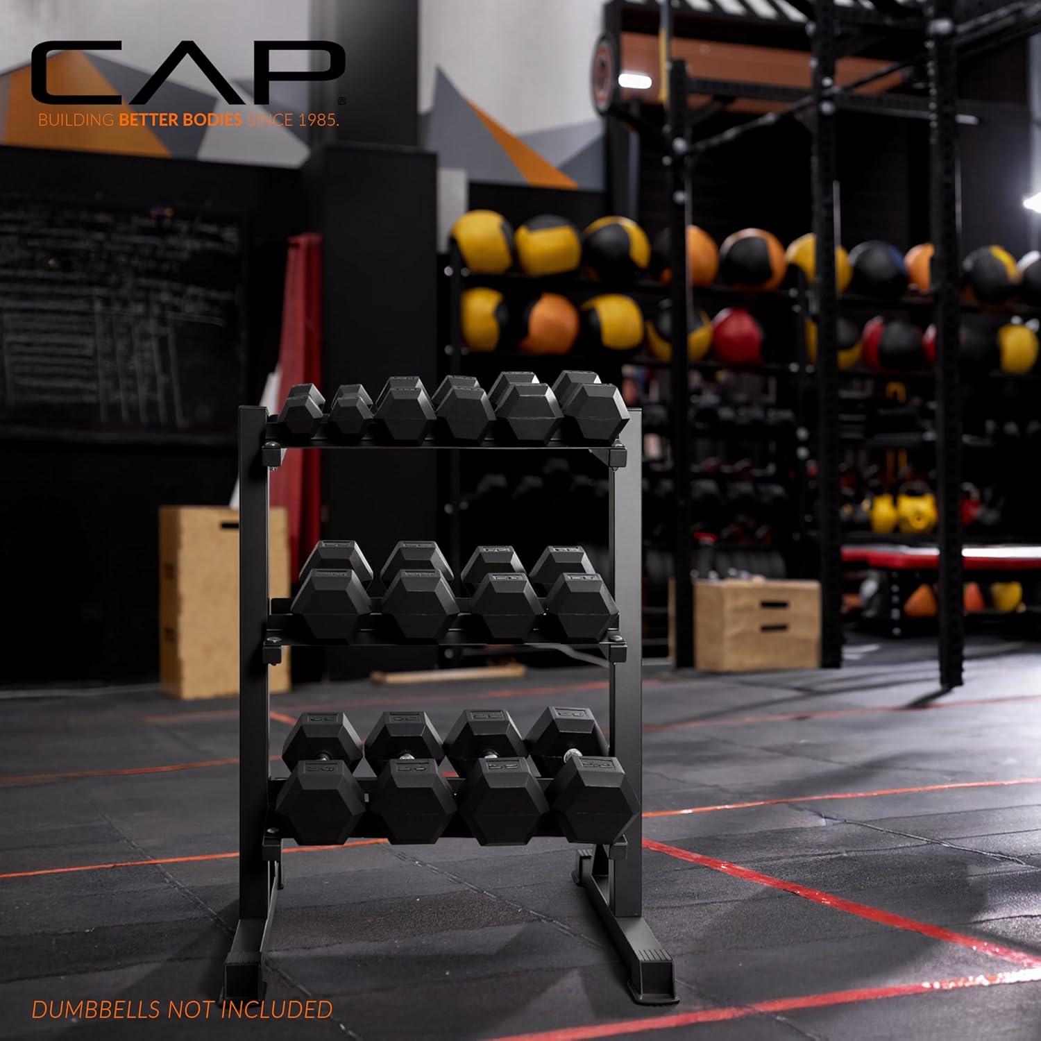 image:imageCAP Barbell HeavyDuty Dumbbell Rack Pound Dumbbell Pairs3Tier