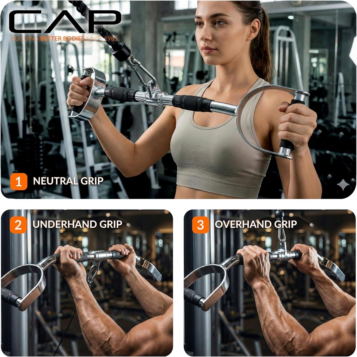 image:imageCAP Barbell LAT Exercise Machine Attachment Multiple OptionsChrome
