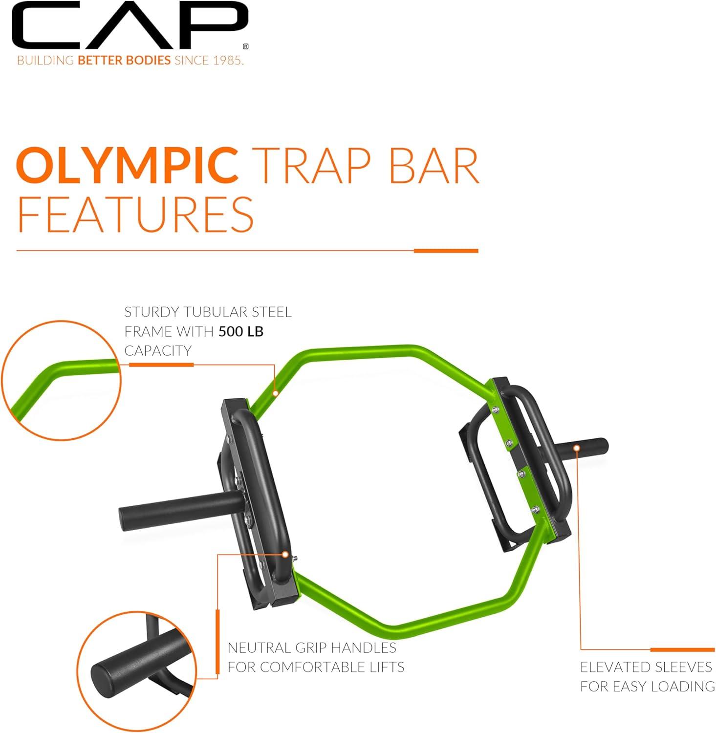 image:imageCAP Barbell Olympic Trap Bar and Shrug Bar for DeadliftsGreen