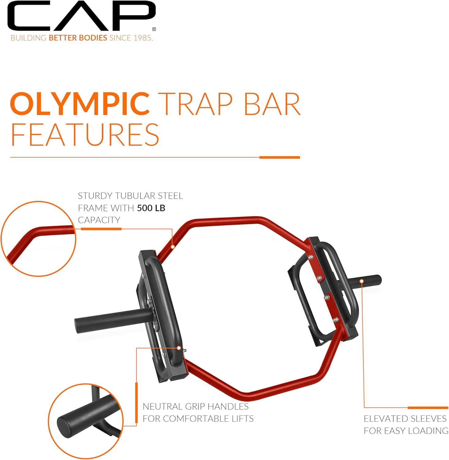 image:imageCAP Barbell Olympic Trap Bar and Shrug Bar for DeadliftsRed