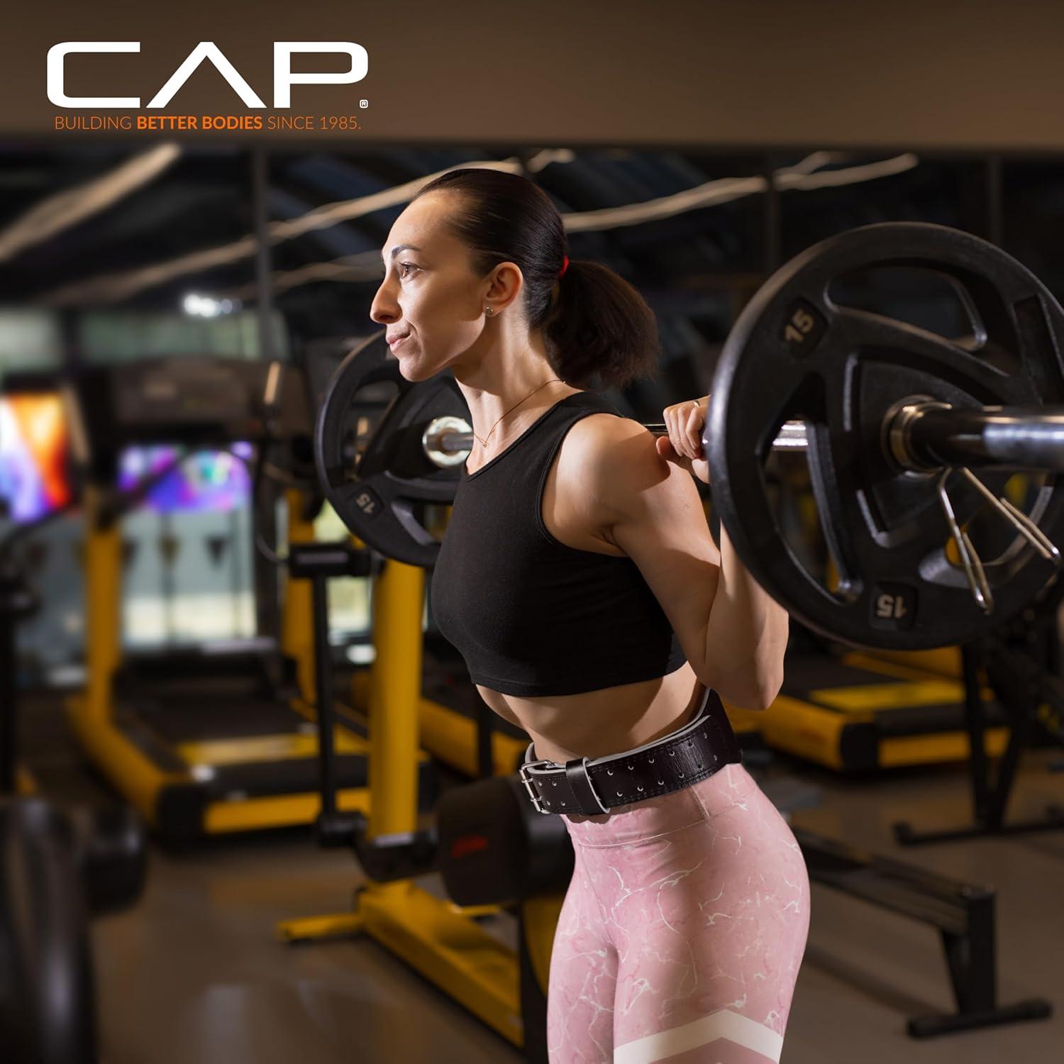 image:imageCAP Barbell Premium Leather Weightlifting Belt HeavyDuty Support for Squats Deadlifts and Core StabilityXLXXL