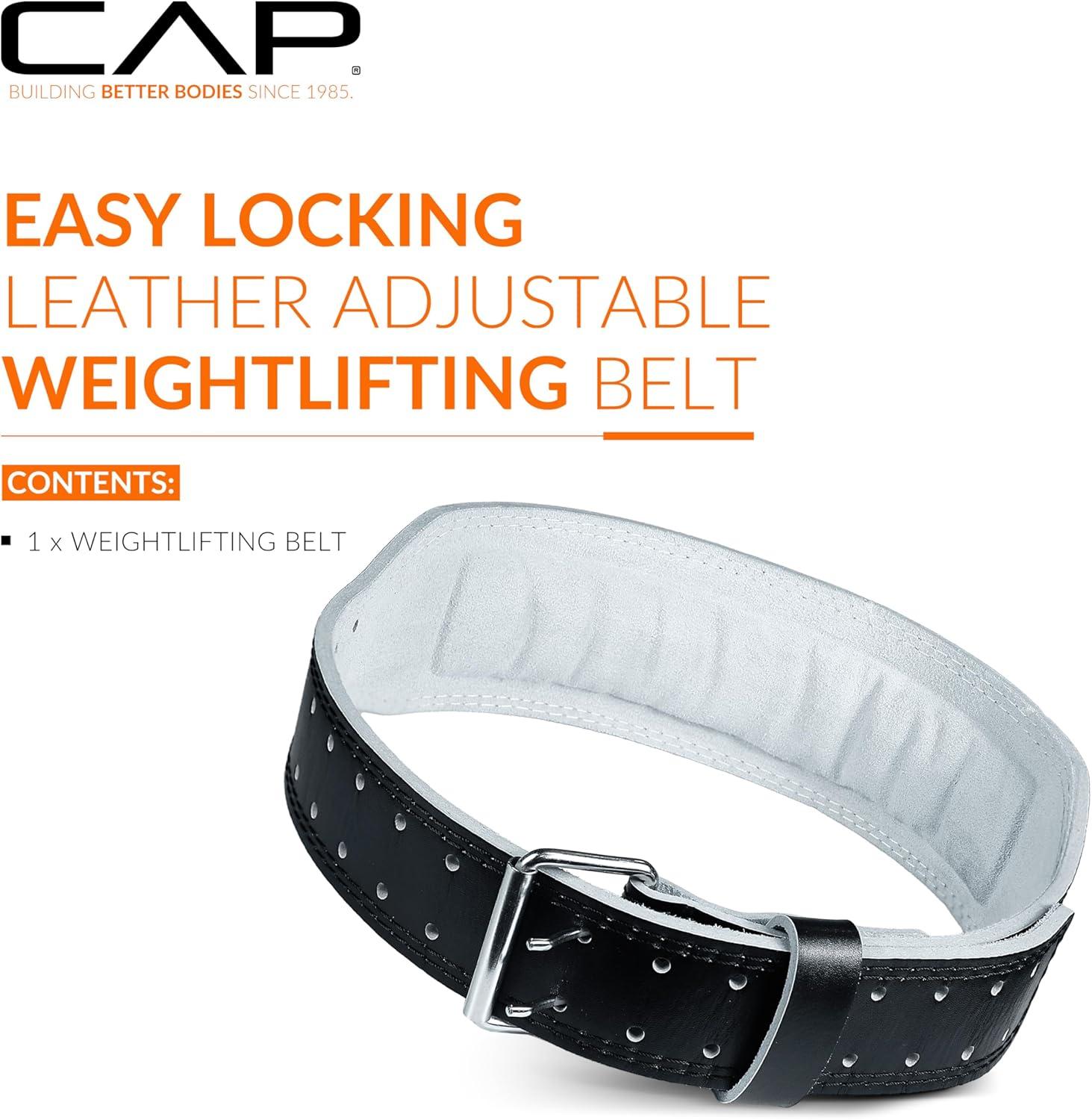 image:imageCAP Barbell Premium Leather Weightlifting Belt HeavyDuty Support for Squats Deadlifts and Core StabilityXLXXL