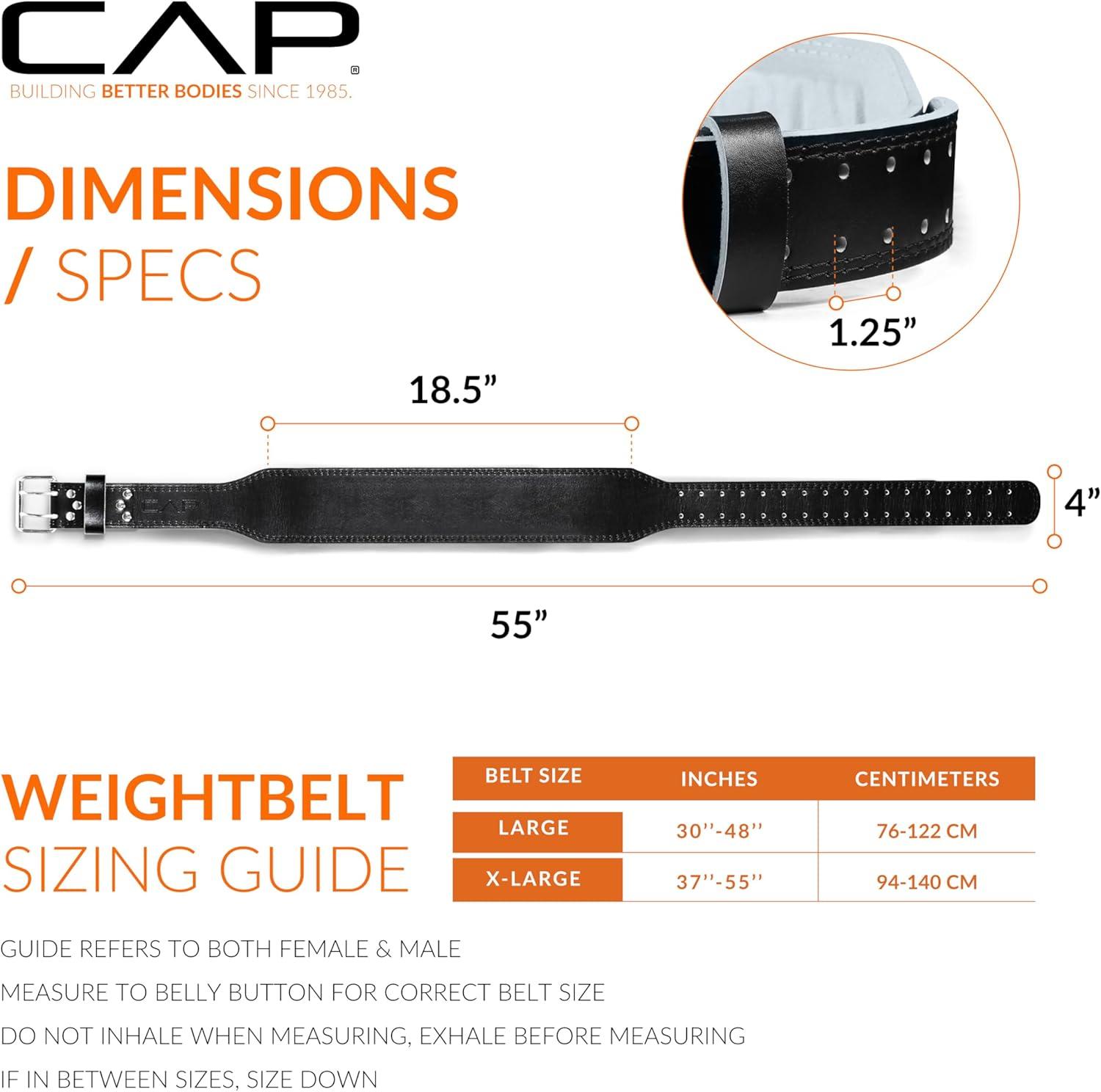 image:imageCAP Barbell Premium Leather Weightlifting Belt HeavyDuty Support for Squats Deadlifts and Core StabilityXLXXL