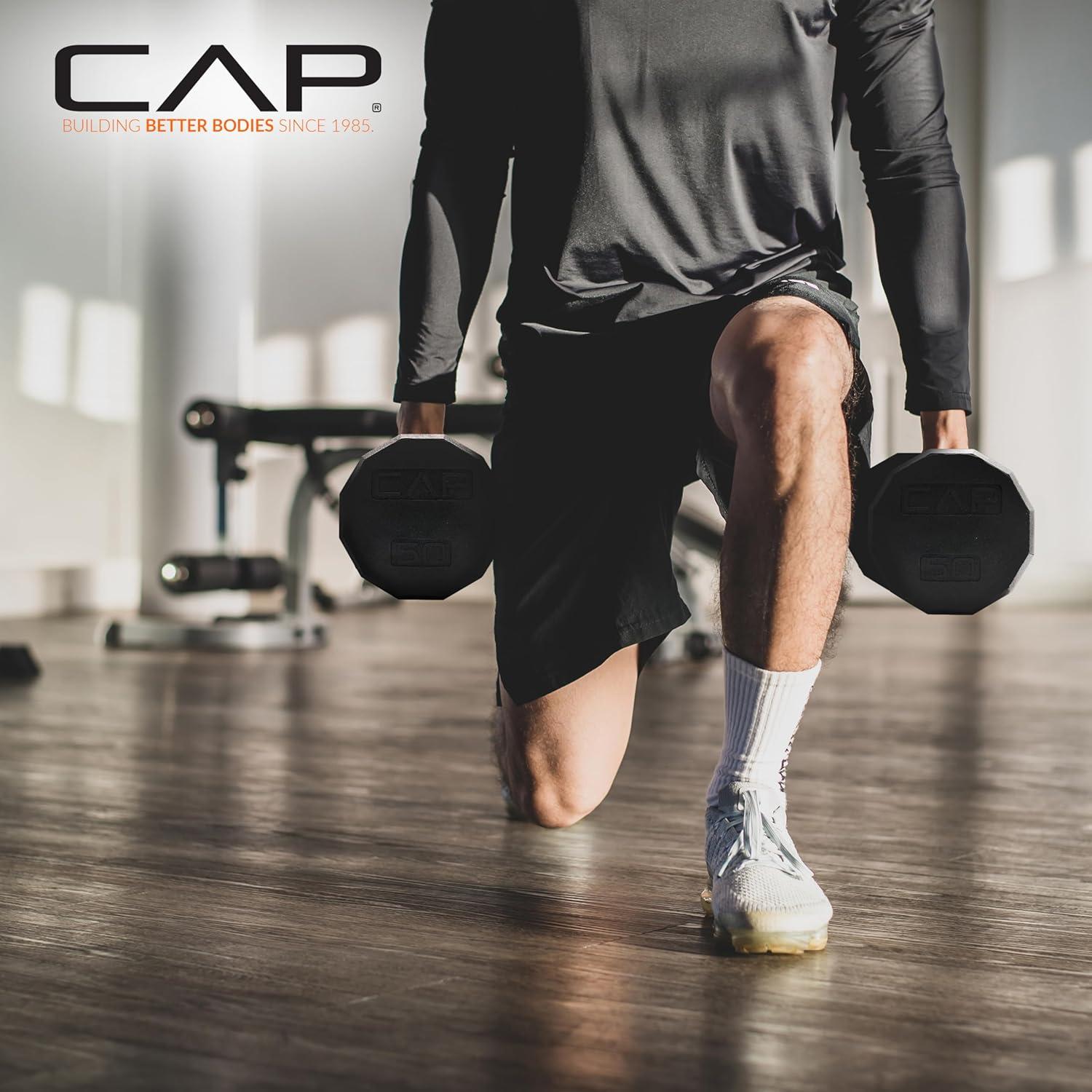 image:imageCAP Barbell Rubber Coated Dumbbell Weight Set with Vertical Rack 100 lb 150 lb and 210 lb Options100 lb Set