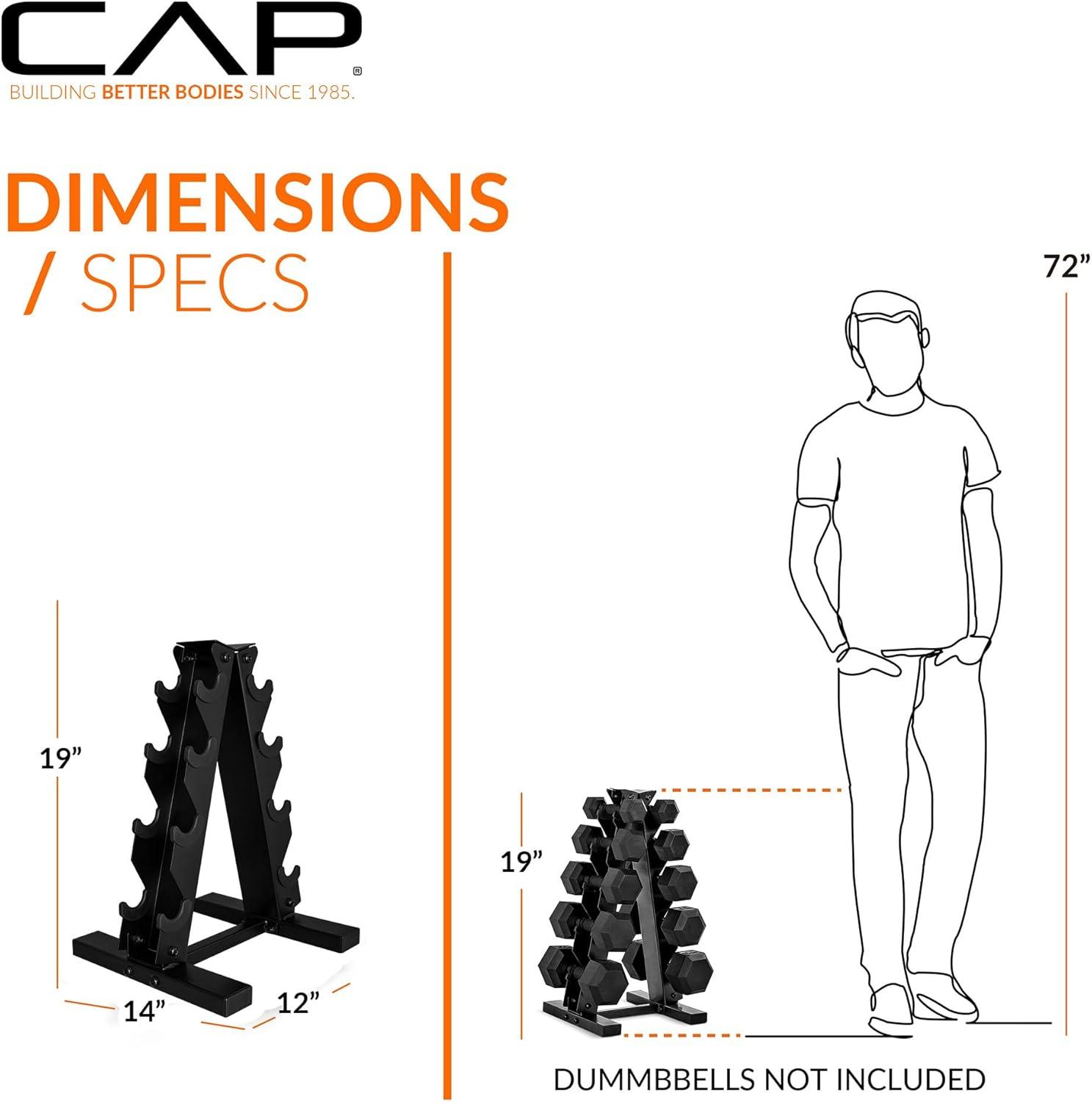 image:imageCAP Barbell Rubber Coated Dumbbell Weight Set with Vertical Rack 100 lb 150 lb and 210 lb Options100 lb Set