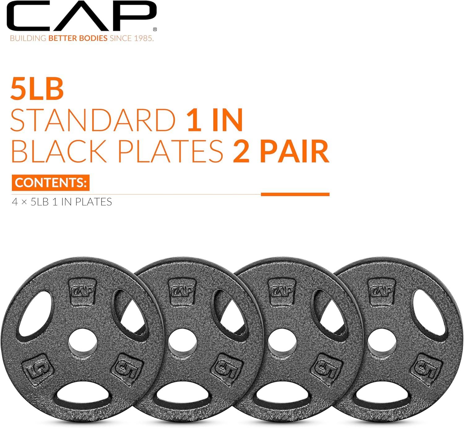 image:imageCAP Barbell Standard 1Inch Grip Weight PlatesBlack