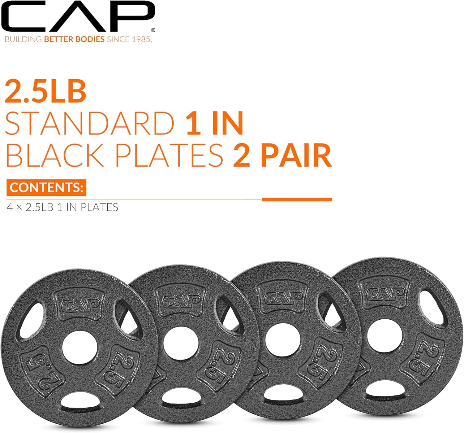 image:imageCAP Barbell Standard 1Inch Grip Weight PlatesBlack