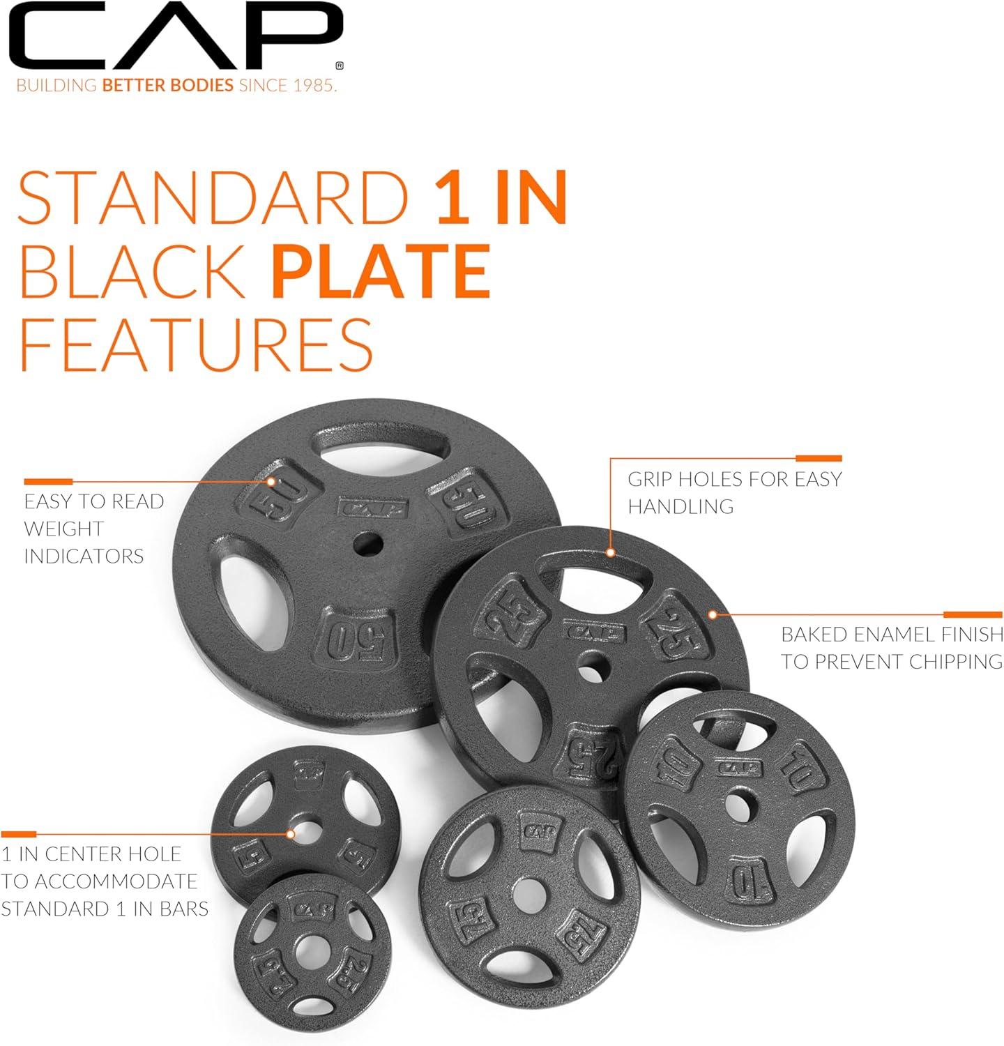 image:imageCAP Barbell Standard 1Inch Grip Weight PlatesBlack