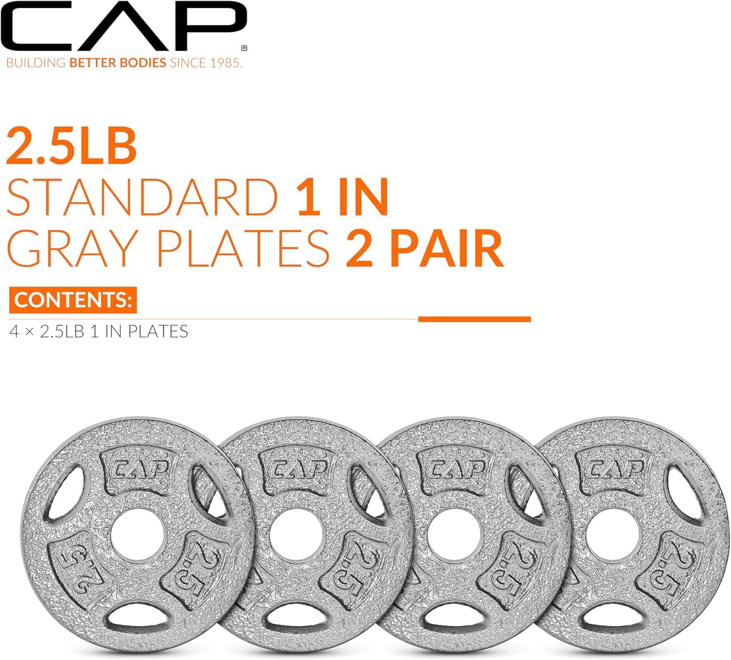 image:imageCAP Barbell Standard 1Inch Grip Weight PlatesGray