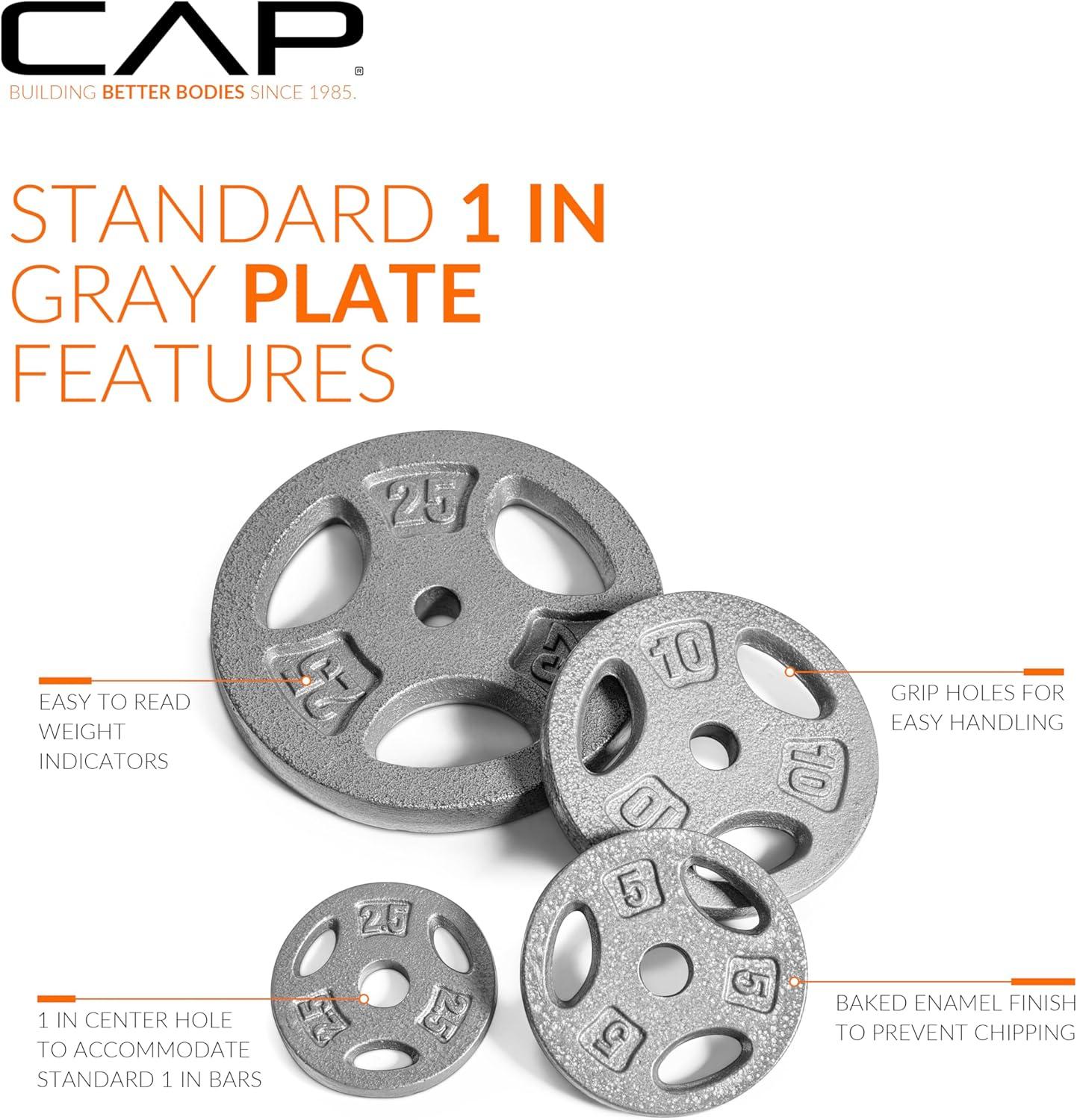 image:imageCAP Barbell Standard 1Inch Grip Weight PlatesGray