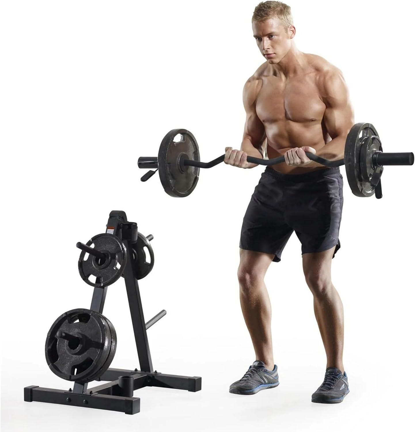 image:imageCAP Barbell Vertical Standard Weight Plate Tree Rack with Barbell Storage