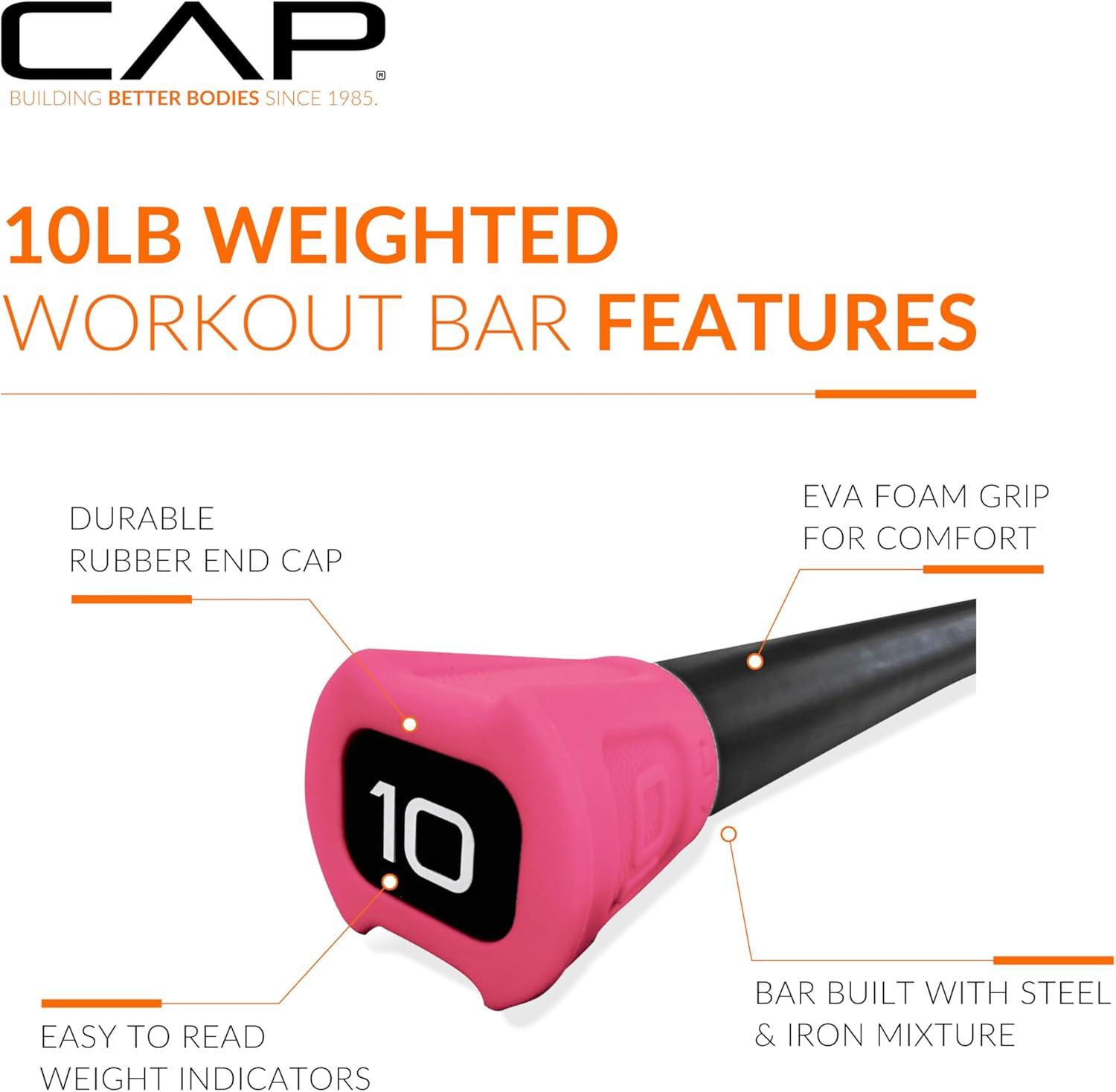 image:imageCAP Barbell Weighted Workout Bar 520 lb Multiple Options10 LB Red