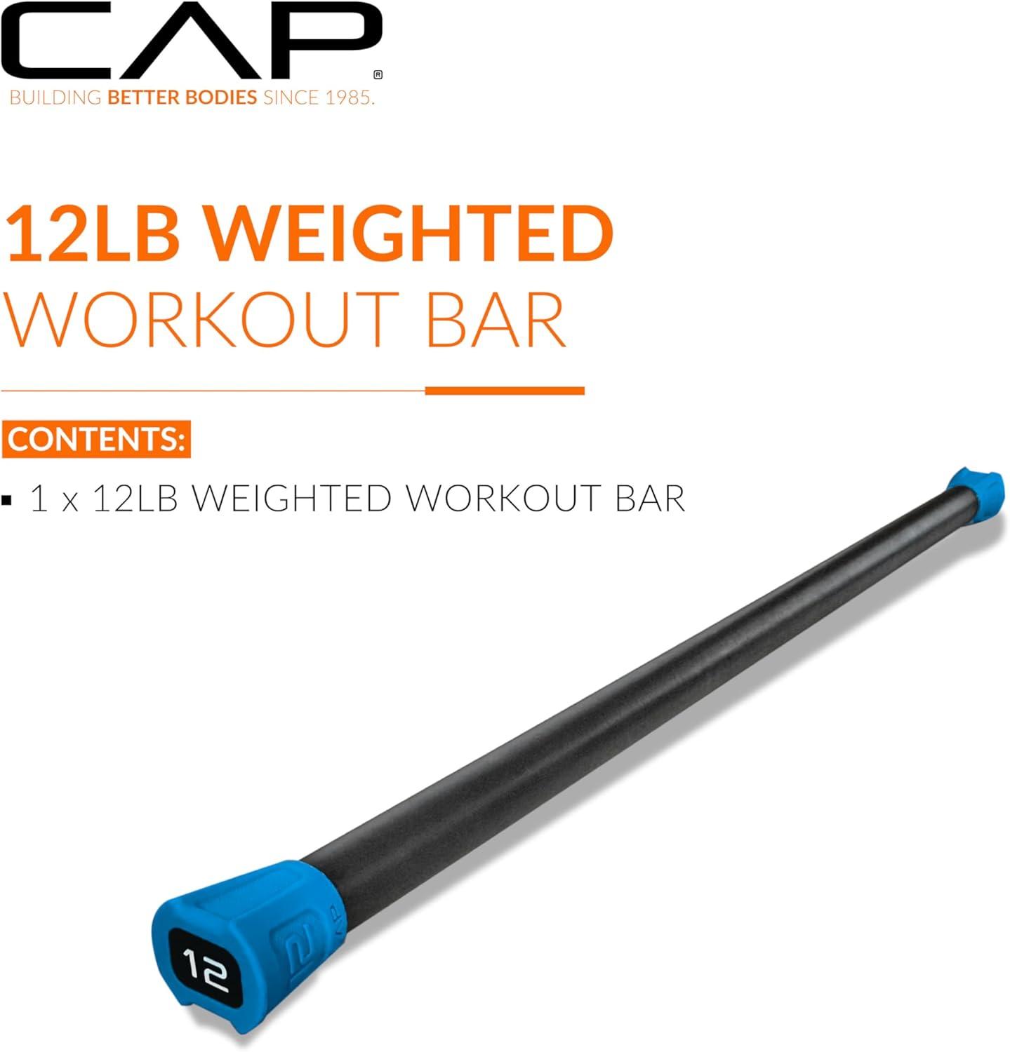 image:imageCAP Barbell Weighted Workout Bar 520 lb Multiple Options12 LB Blue