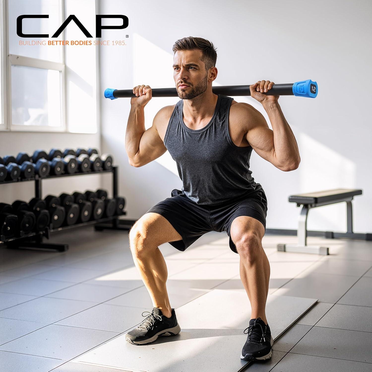 image:imageCAP Barbell Weighted Workout Bar 520 lb Multiple Options12 LB Blue