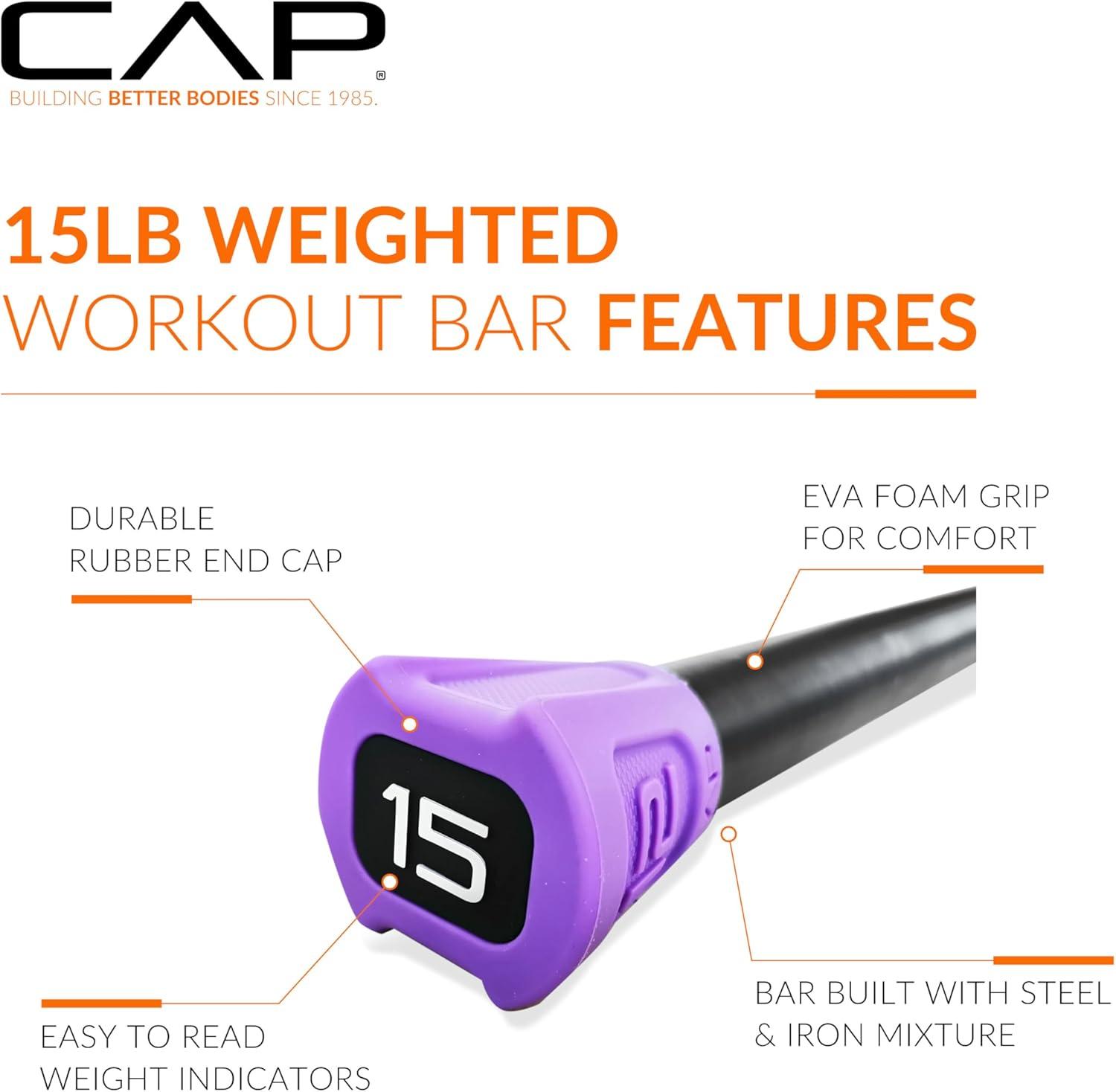 image:imageCAP Barbell Weighted Workout Bar 520 lb Multiple Options15 LB Purple