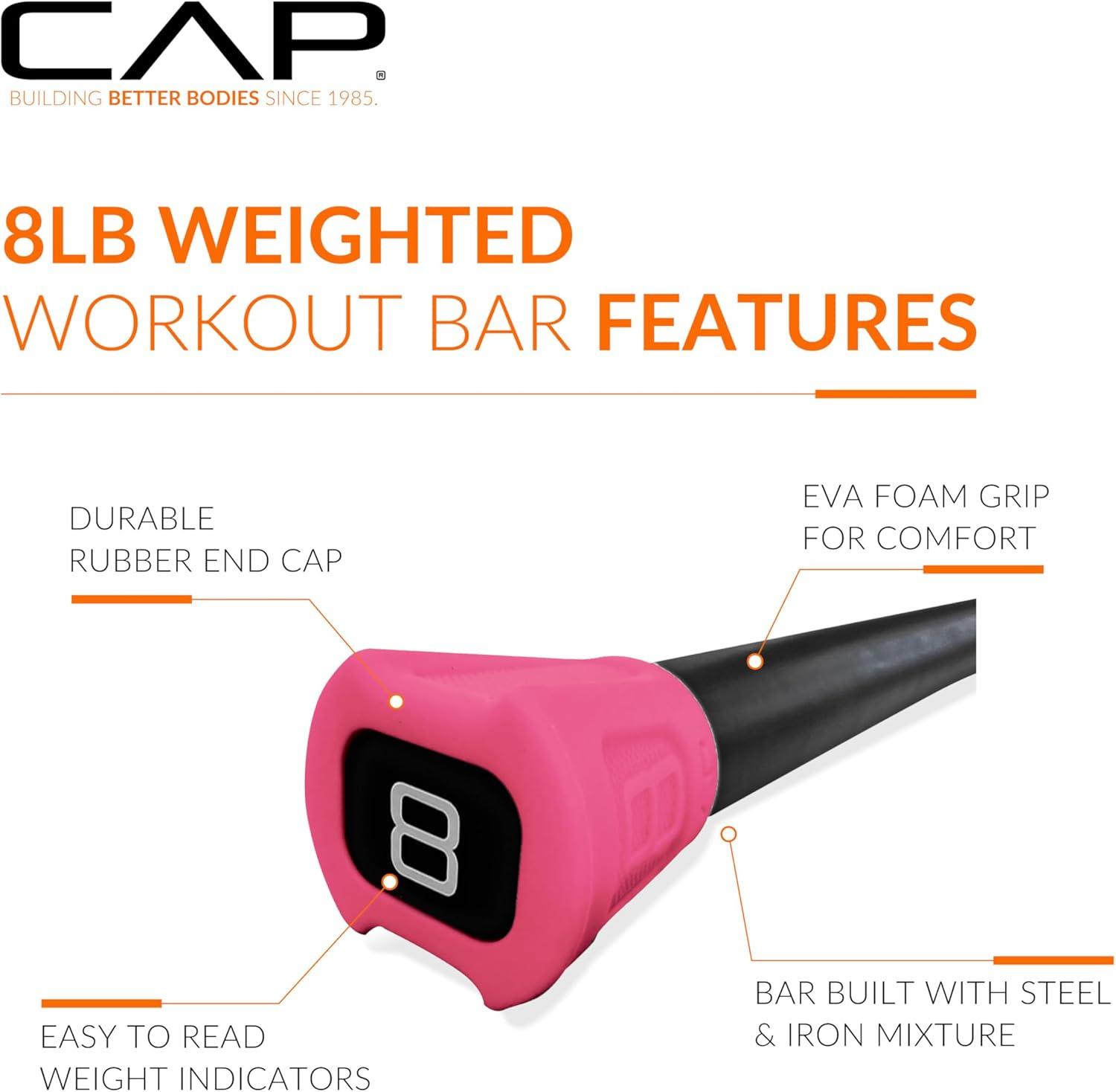 image:imageCAP Barbell Weighted Workout Bar 520 lb Multiple Options8 LB Red