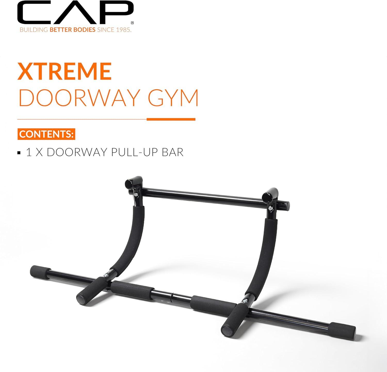 image:imageCAP Barbell Xtreme Doorway PullUp Bar Portable Door Frame ChinUp amp PushUp Bar for Home Gym 300 lb Capacity Calisthenics Strength Equipment NoDrill Indoor Workout Trainer