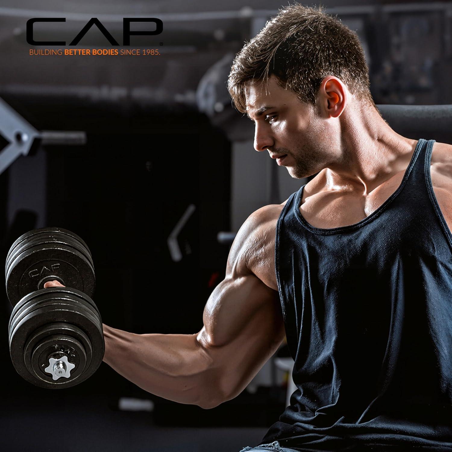 image:imageCap Barbell Adjustable Dumbbell Weight Set Multiple OptionsBlack 50 LB Pair