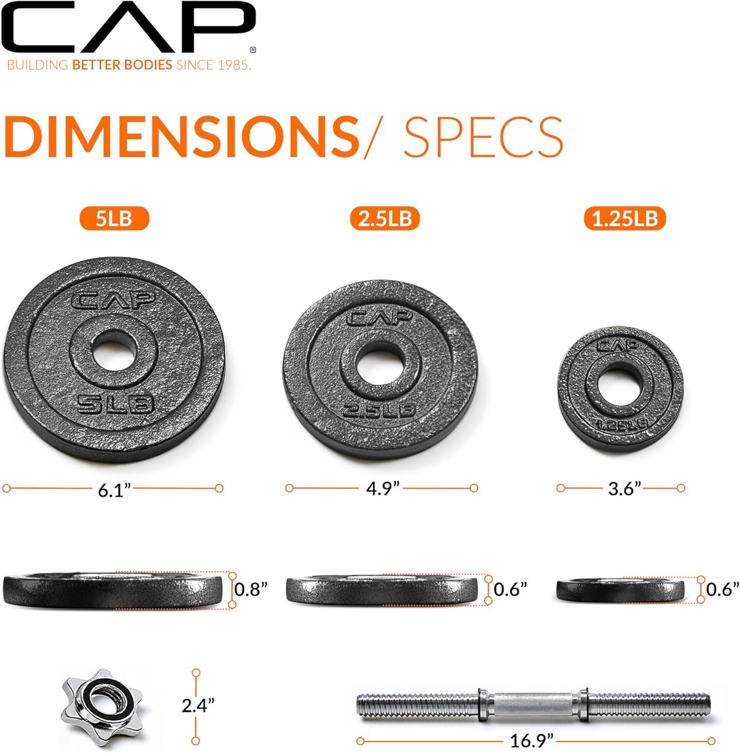 image:imageCap Barbell Adjustable Dumbbell Weight Set Multiple OptionsBlack 525 LB Single